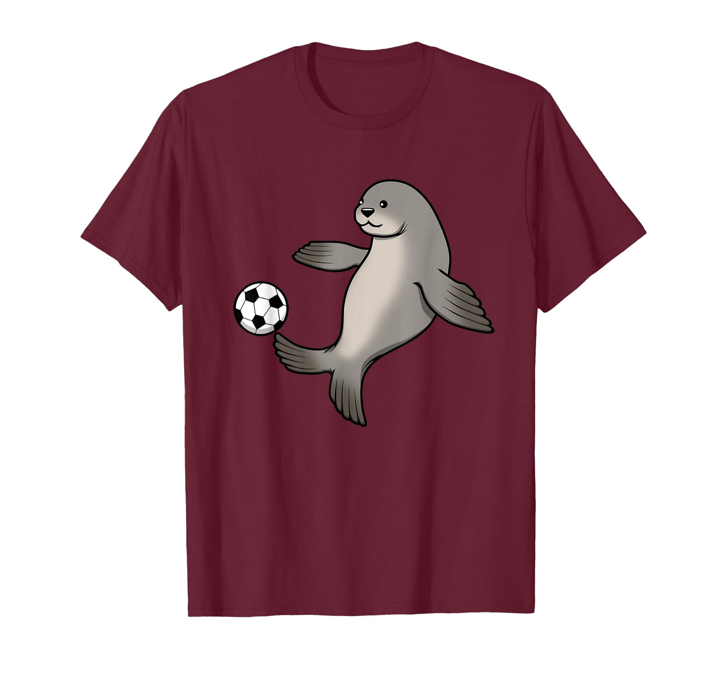 Cute Seal Playing Soccer Hobby Ball Sports T-Shirt