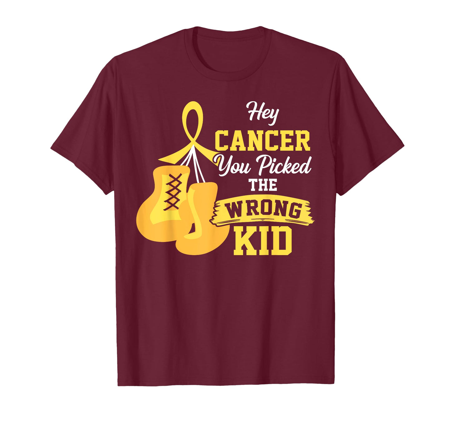 Hey Cancer You Picked The Wrong Kid Childhood Cancer Ribbon T-Shirt