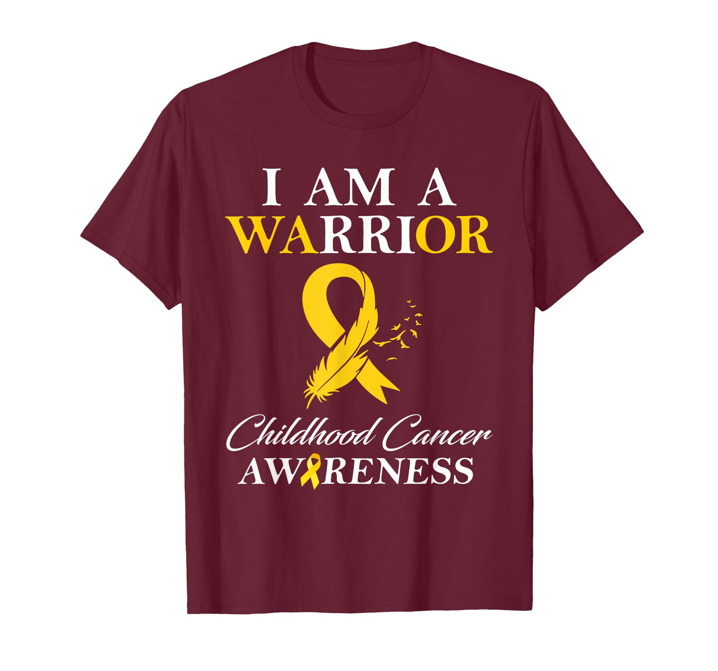 I Am A Warrior Childhood Cancer Awareness Gold Ribbon Kids T-Shirt