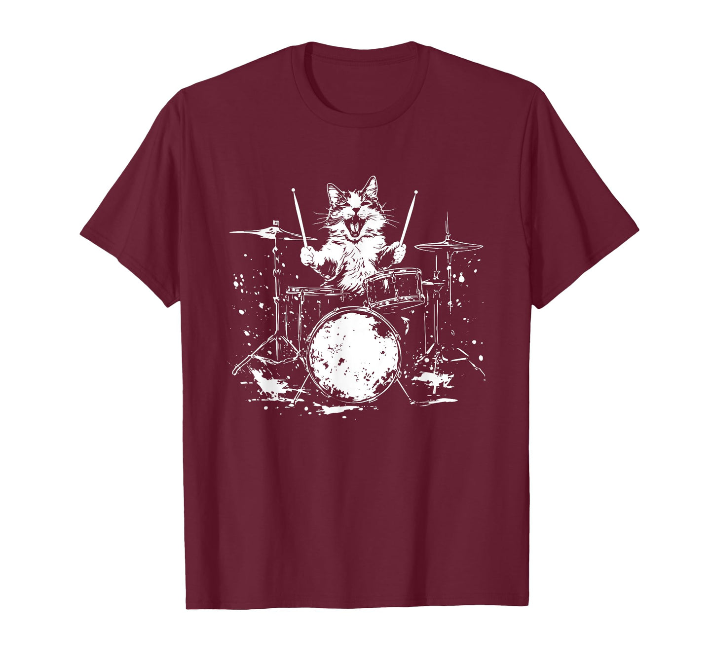 Funny Cat Drummer Drums Drumming Music Lover T-Shirt