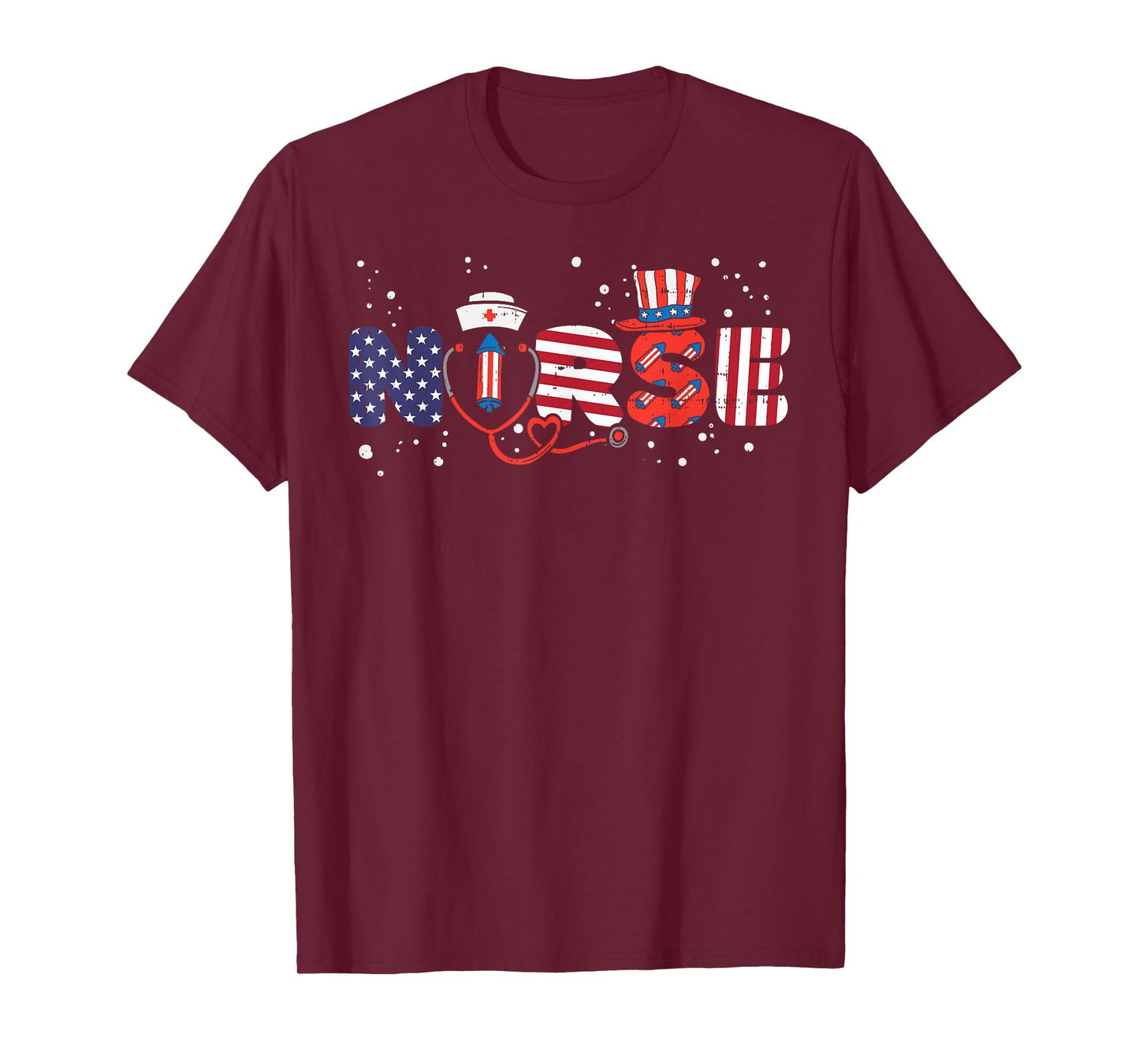 American Nurse 4th Of July Fourth Scrub Top Patriot Women RN T-Shirt