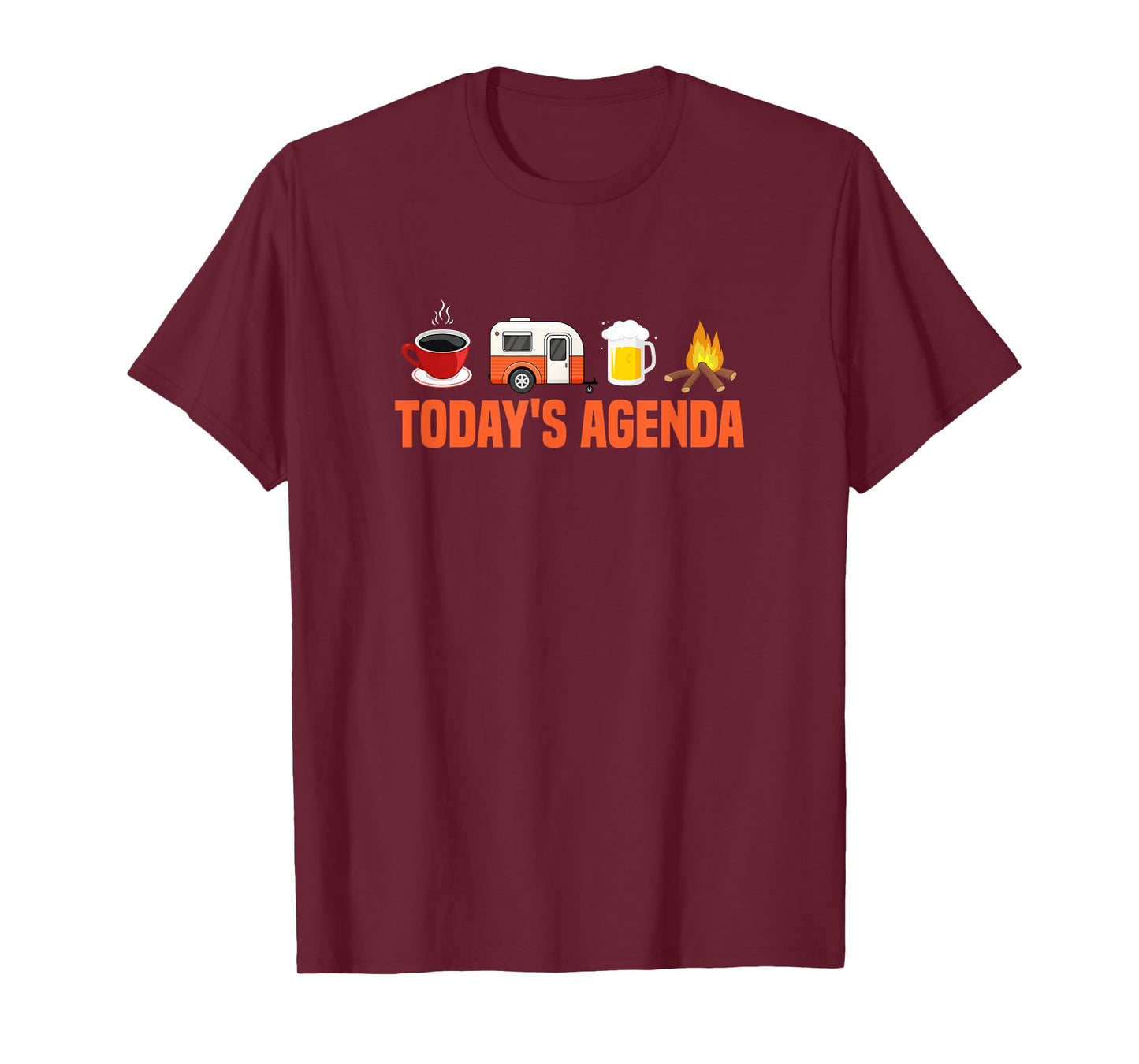 RV Camping Camper Today's Agenda Coffee Beer Campfire T-Shirt