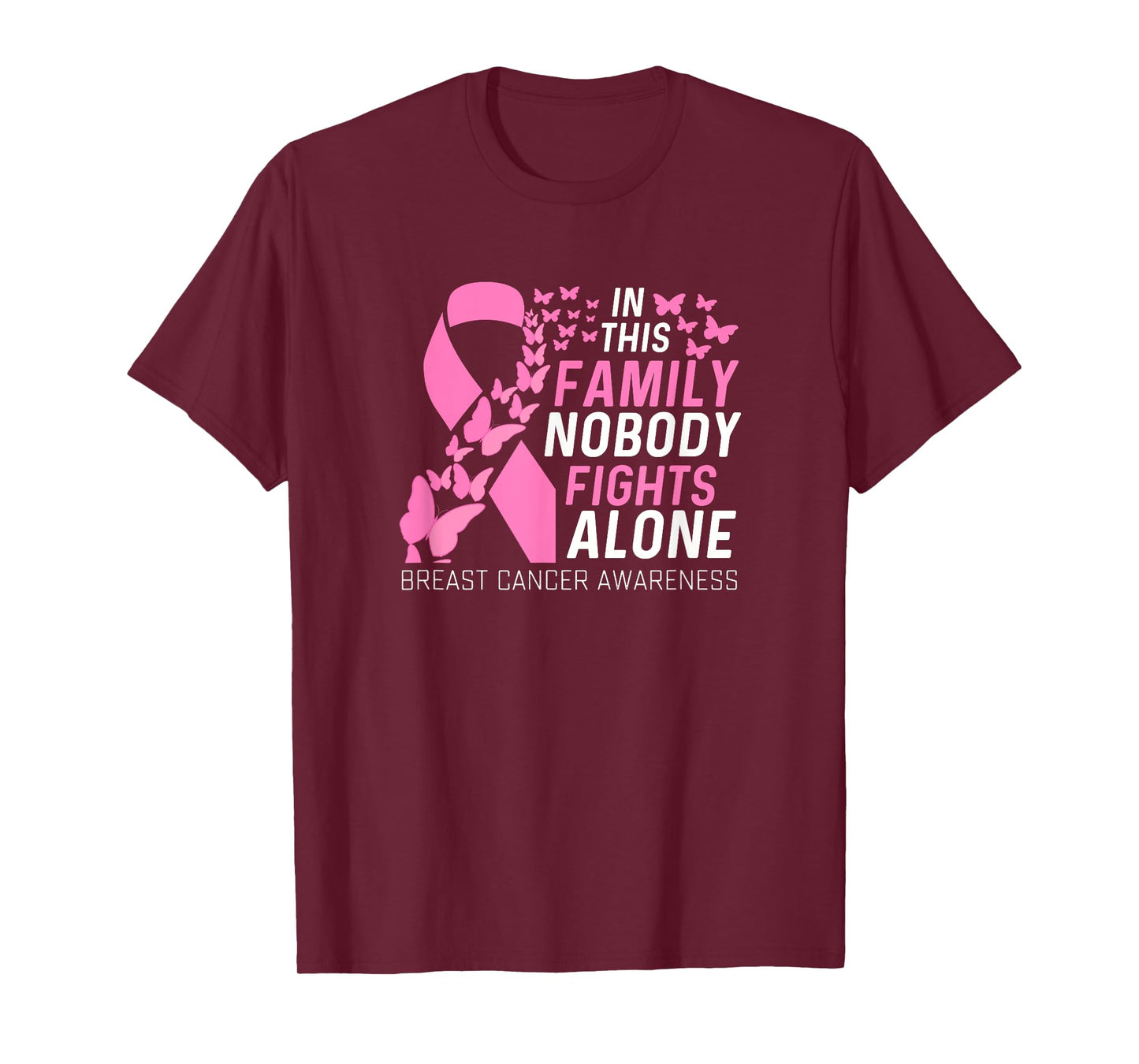 In this family No fighting alone Breast Cancer Awareness T-Shirt for Men Women Girls Kids