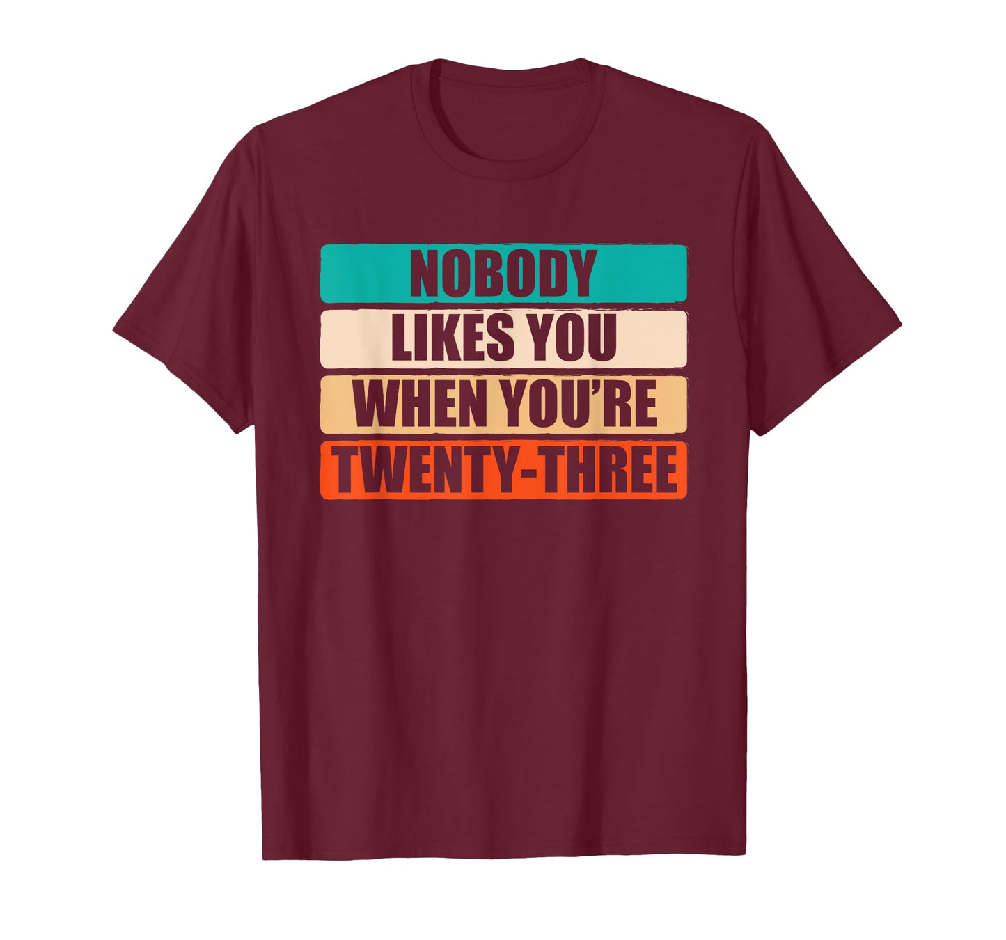 Funny Nobody Likes You When You're 23 Sarcastic Humor Jokes T-Shirt