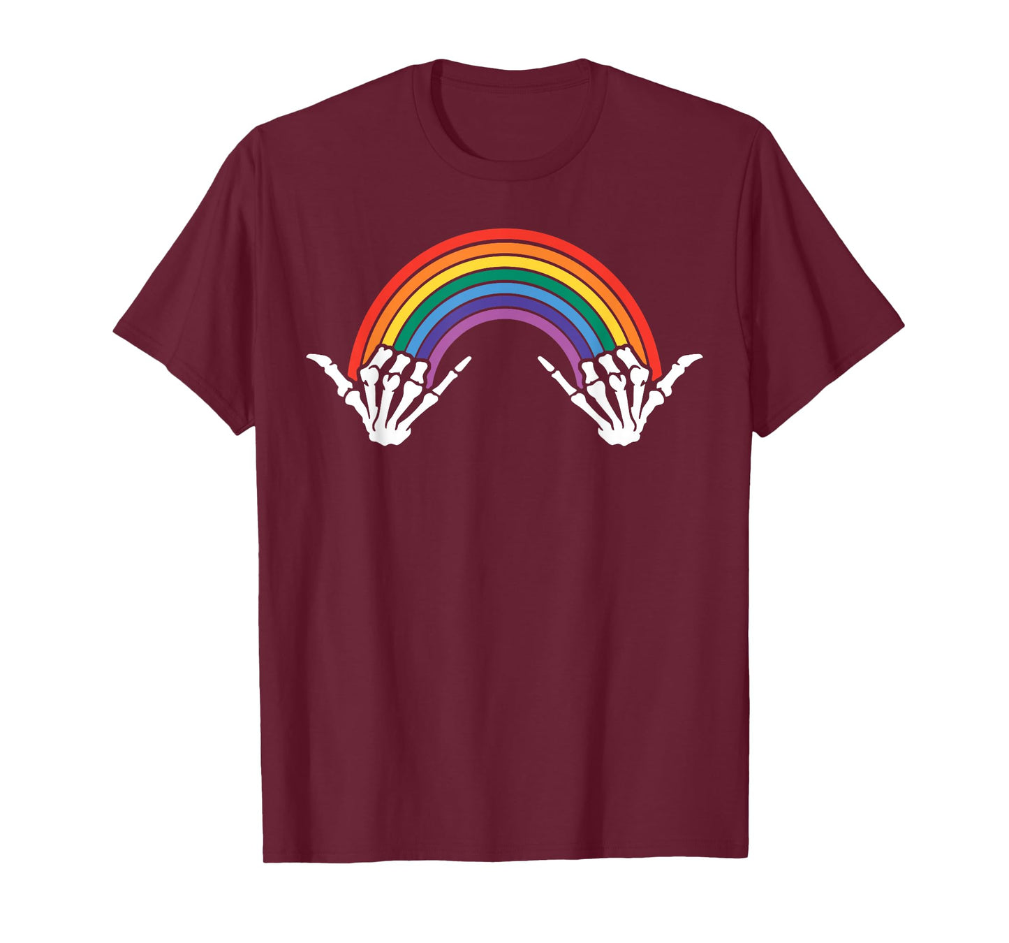 Gothic Rainbow Pride Skeleton Hands Art Colorful Bones LGBTQ T-Shirt