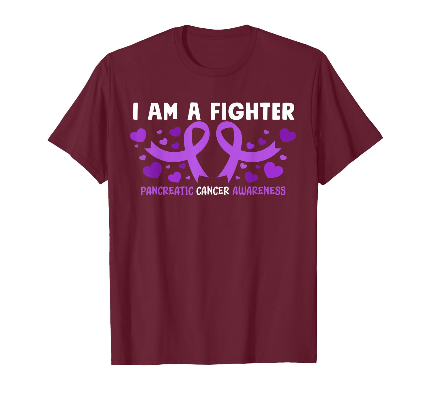 Pancreatic Cancer Awareness Purple Ribbon Heart T-Shirt
