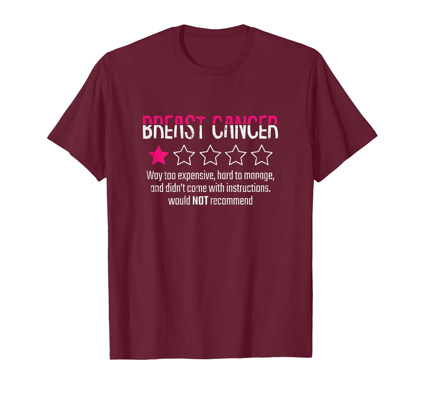 1 Star Rating Breast Cancer Awareness Funny Fighter T-Shirt