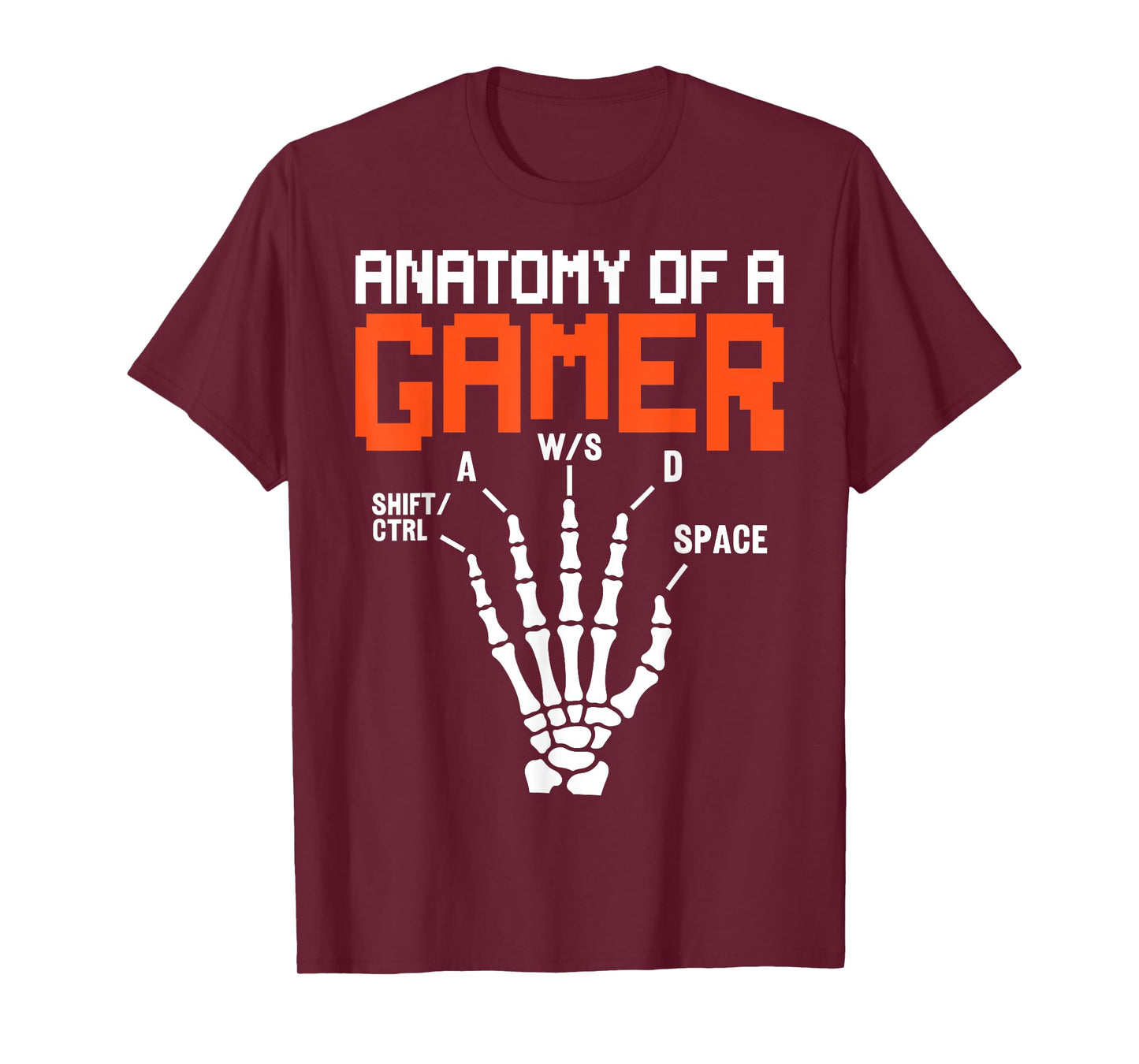 Anatomy of A Gamer Skeleton Hand Design T-Shirt