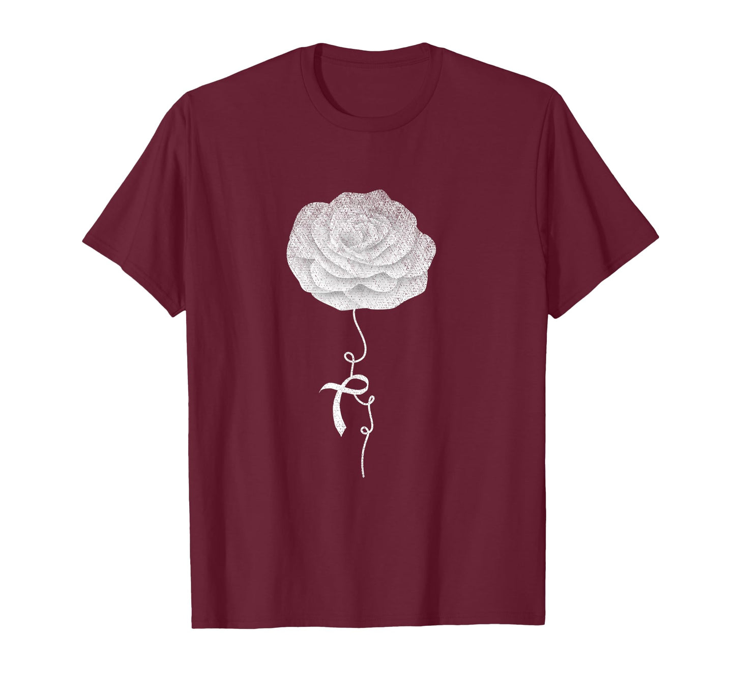Flowers White Ribbon Women Lung Cancer Awareness T-Shirt