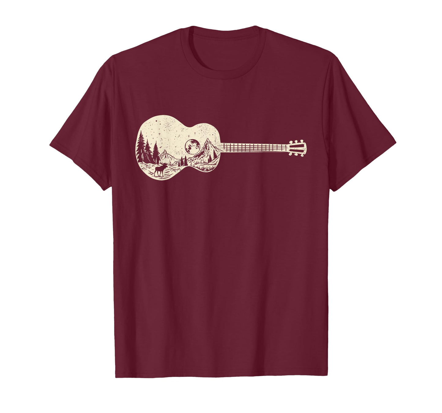 Acoustic Guitar Nature Mountain Music Lover Guitarist Retro T-Shirt
