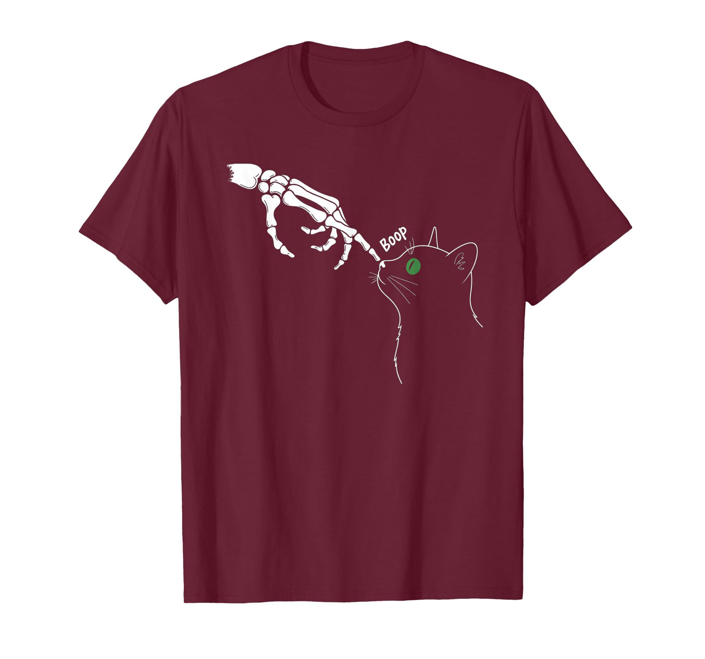 Skeleton Hand Boop On A Cat's Nose Funny Halloween Graphic T-Shirt