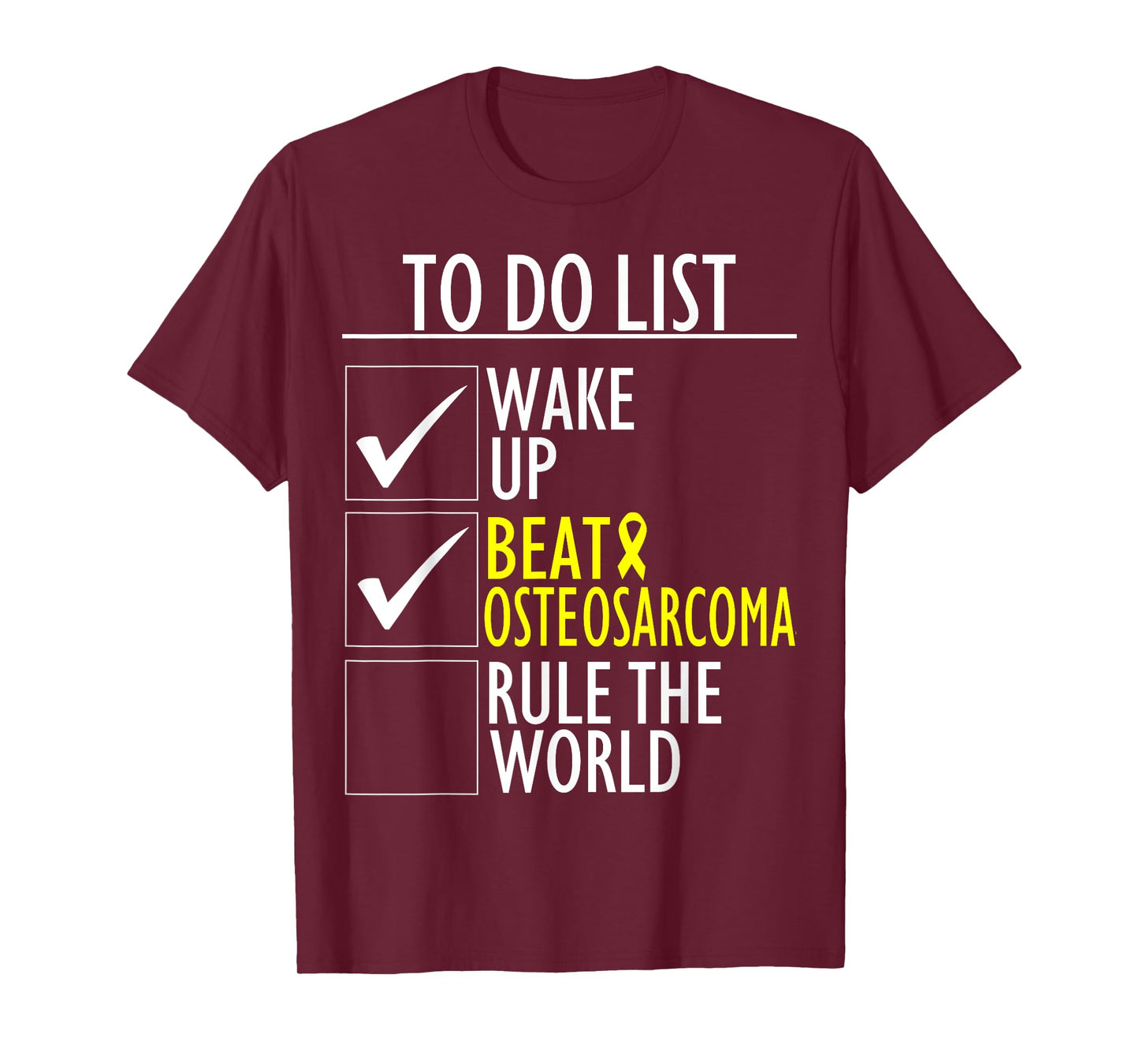 Yellow Ribbon To Do List Osteosarcoma Bone Cancer Awareness T-Shirt