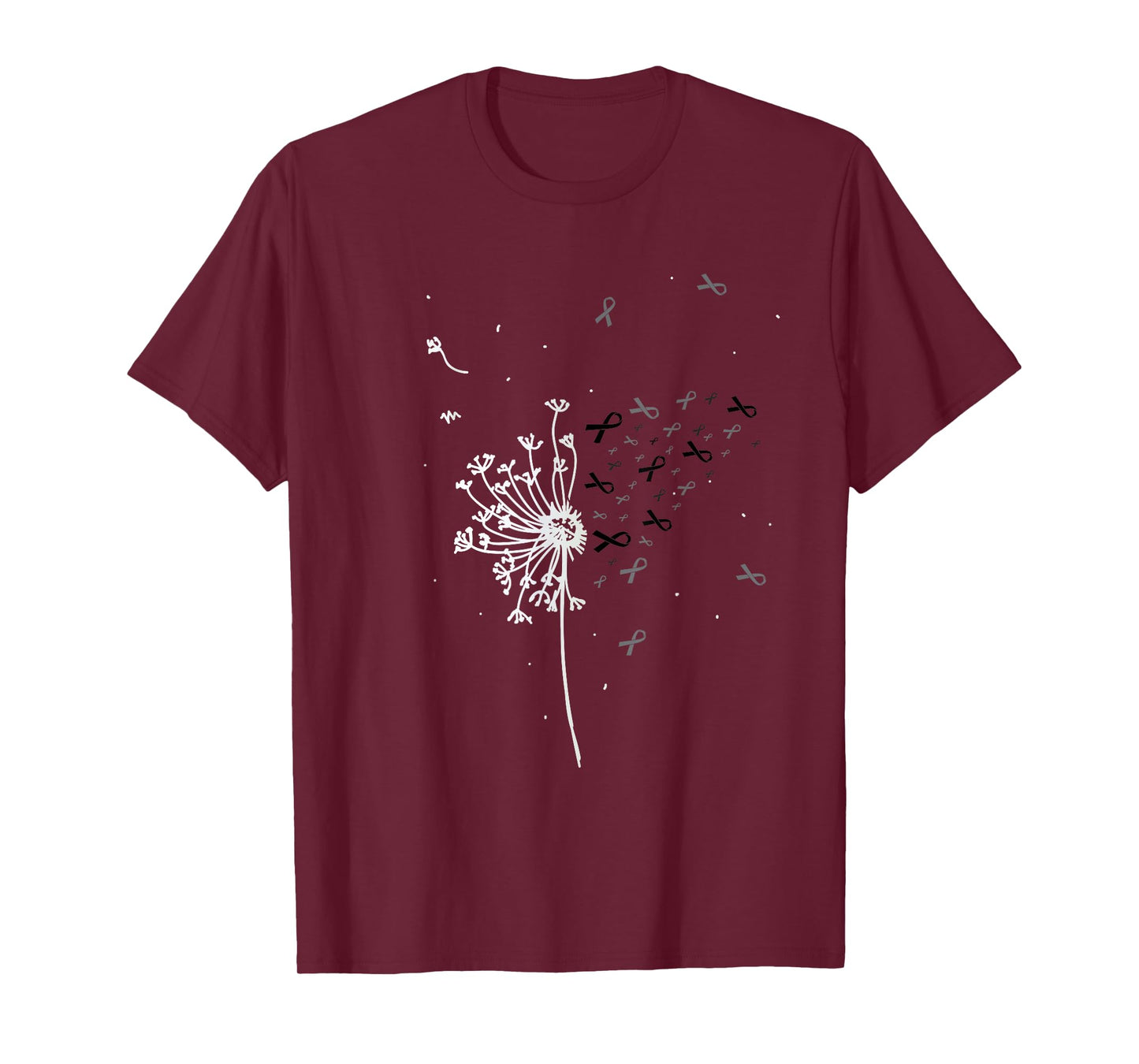 Dandelion Black Ribbon Skin Cancer Melanoma Awareness Gifts T-Shirt