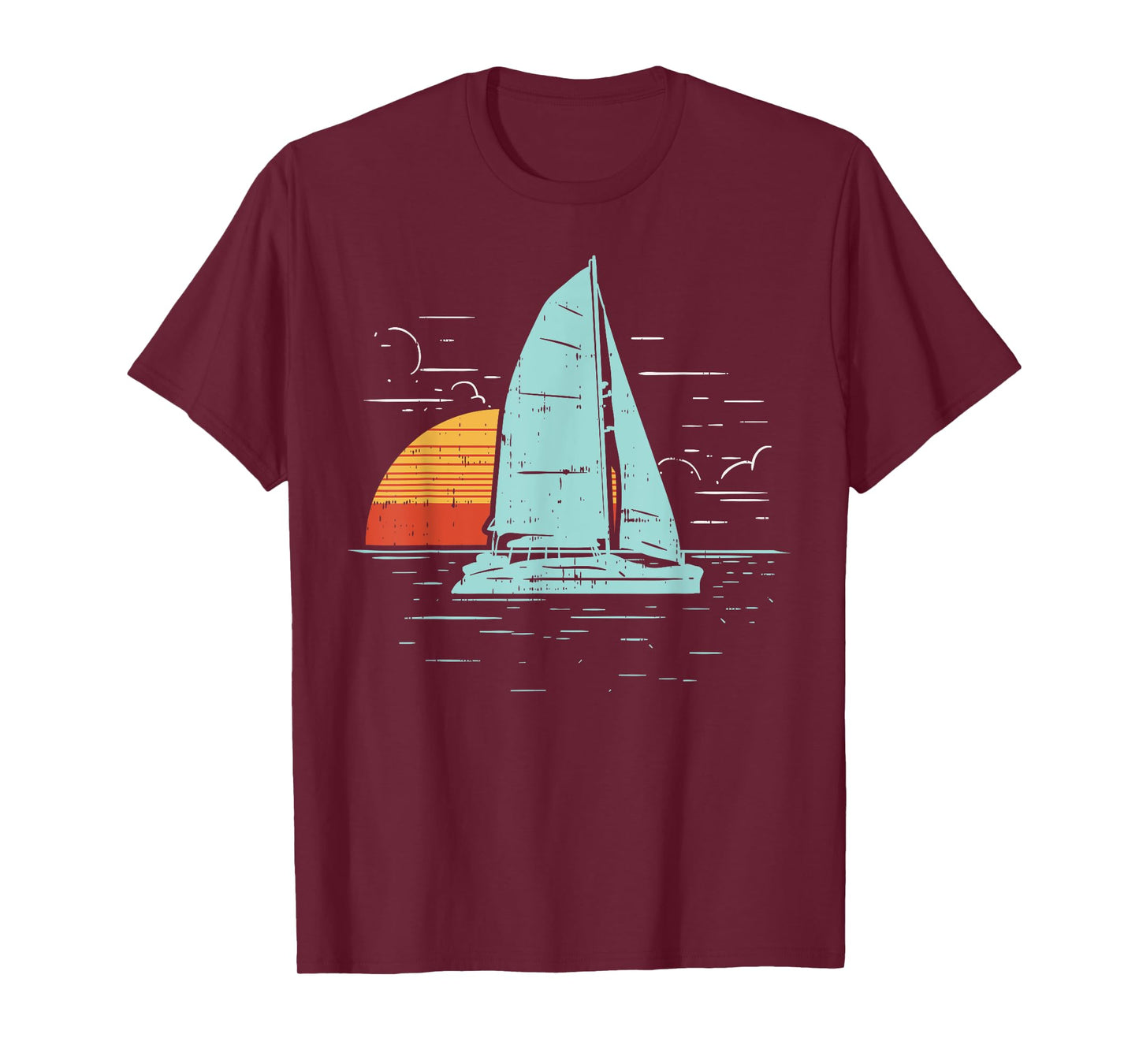 Sailboat Sunset Retro Boating Vacation Boat Sailor Gift T-Shirt