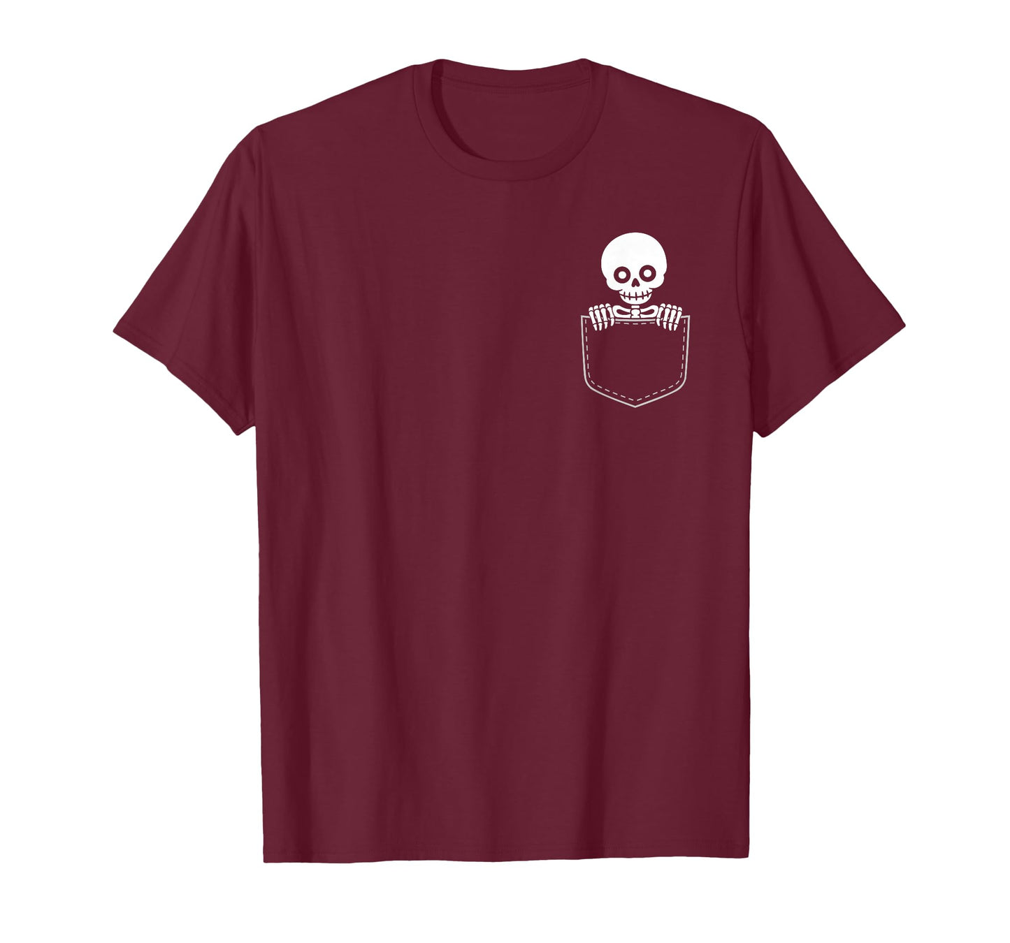 Halloween Pocket Skeleton Peeking Minimalist T-Shirt