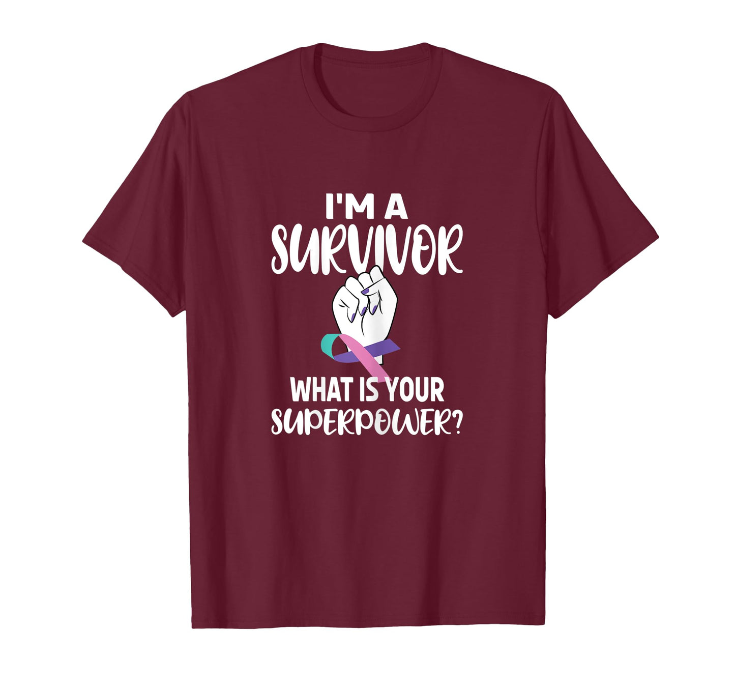 Womens I'm A Survivor Cancer Ribbon Thyroid Cancer Awareness T-Shirt