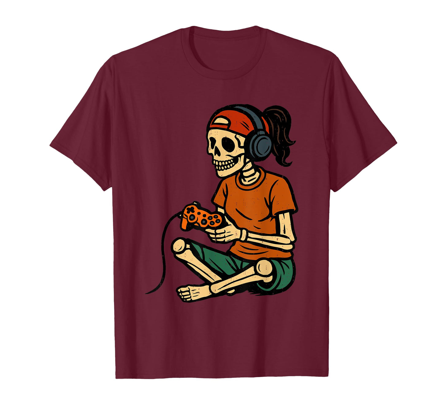 Halloween Skeleton Gamer Video Game Gaming Lovers Spooky T-Shirt