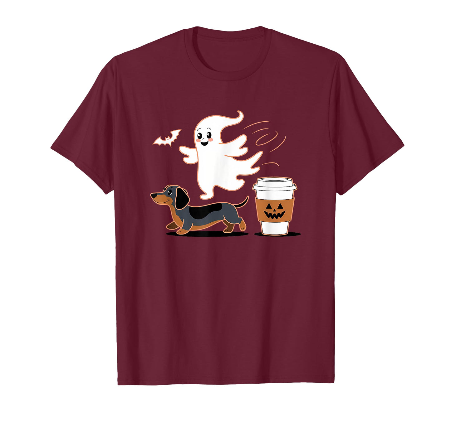 Ghost Dachshund Halloween Spooky Season Weenie Dog Funny T-Shirt