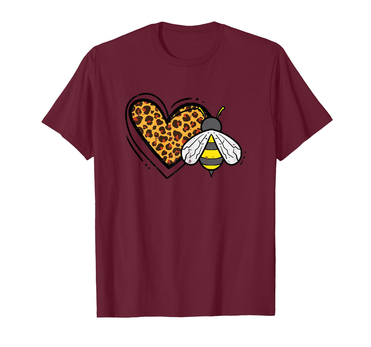 Leopard Print Heart Bee Cute Love Bumblebee Men Women Kids T-Shirt