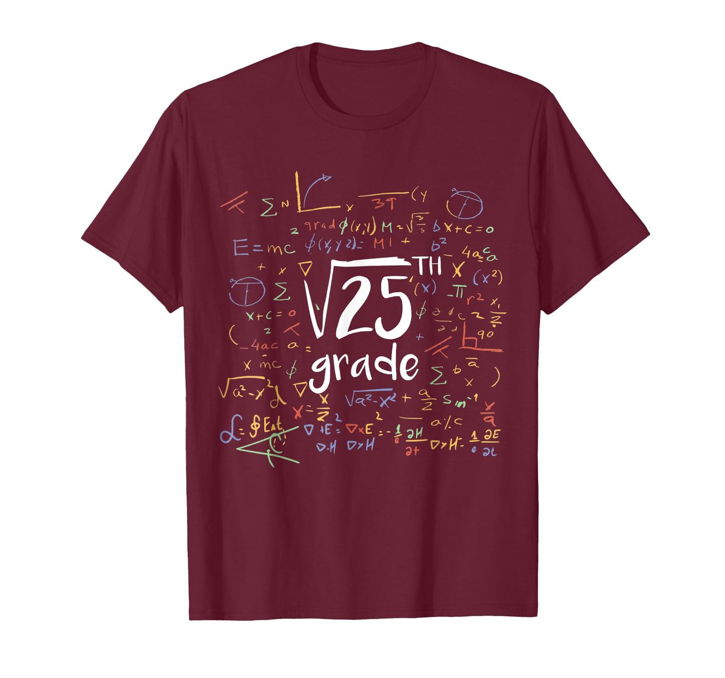 First Day Of School 5th Grade Square Root Of 25 Math Teacher Men Women Kids T-Shirt