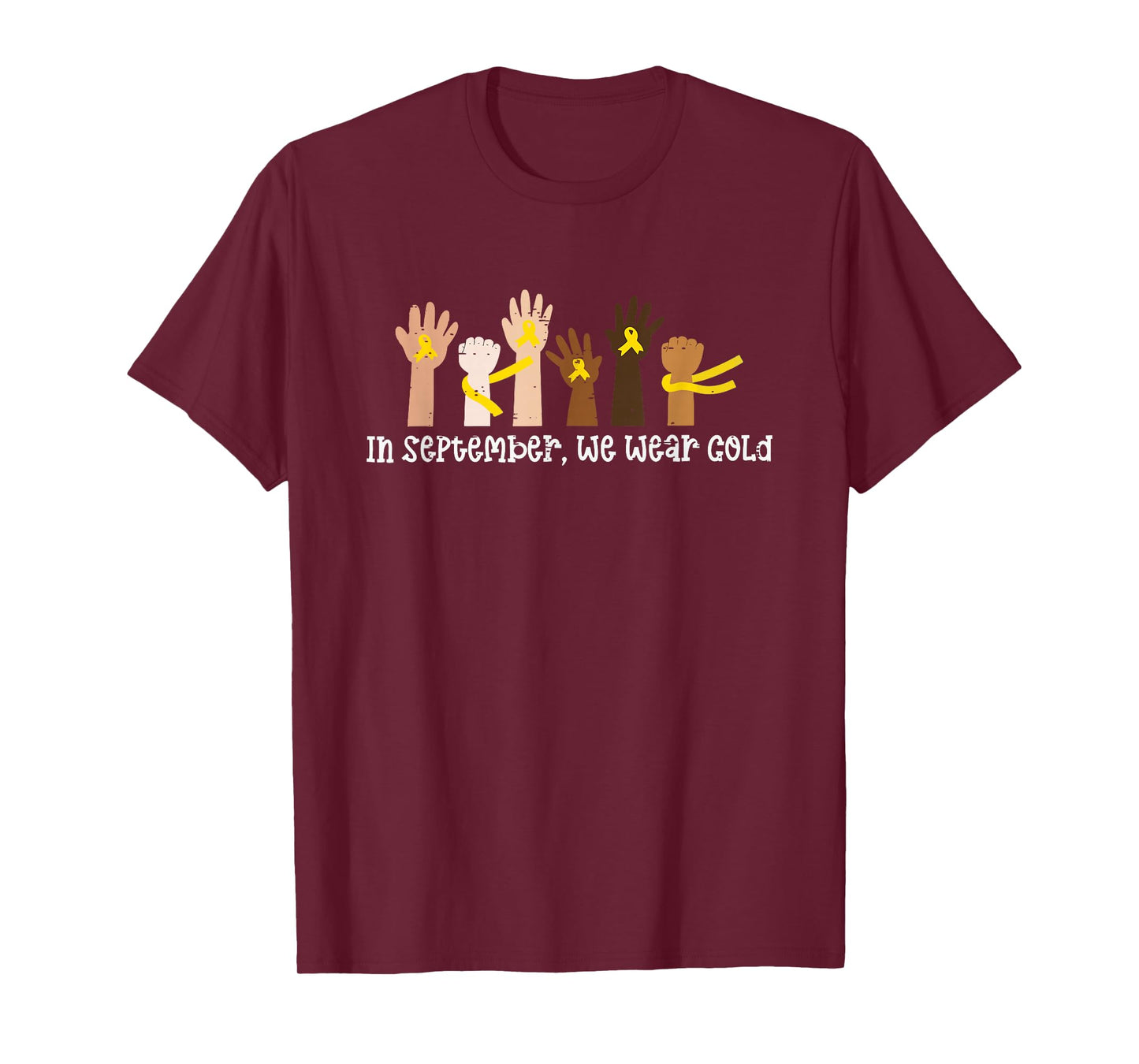 in September We Wear Gold Childhood Cancer Awareness Month T-Shirt