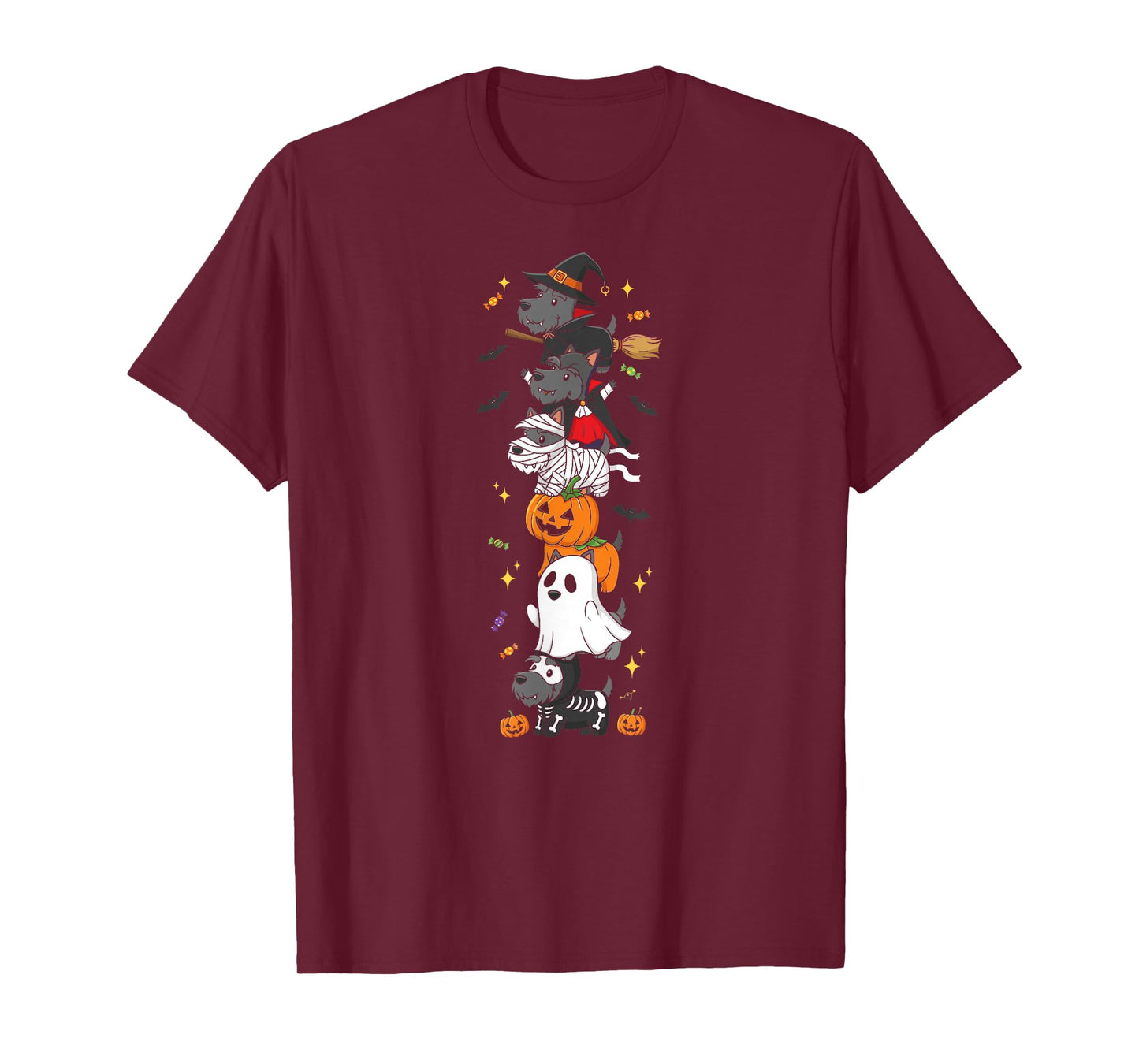Scottish Terrier Witch Vampire Ghost Halloween Mens Womens T-Shirt