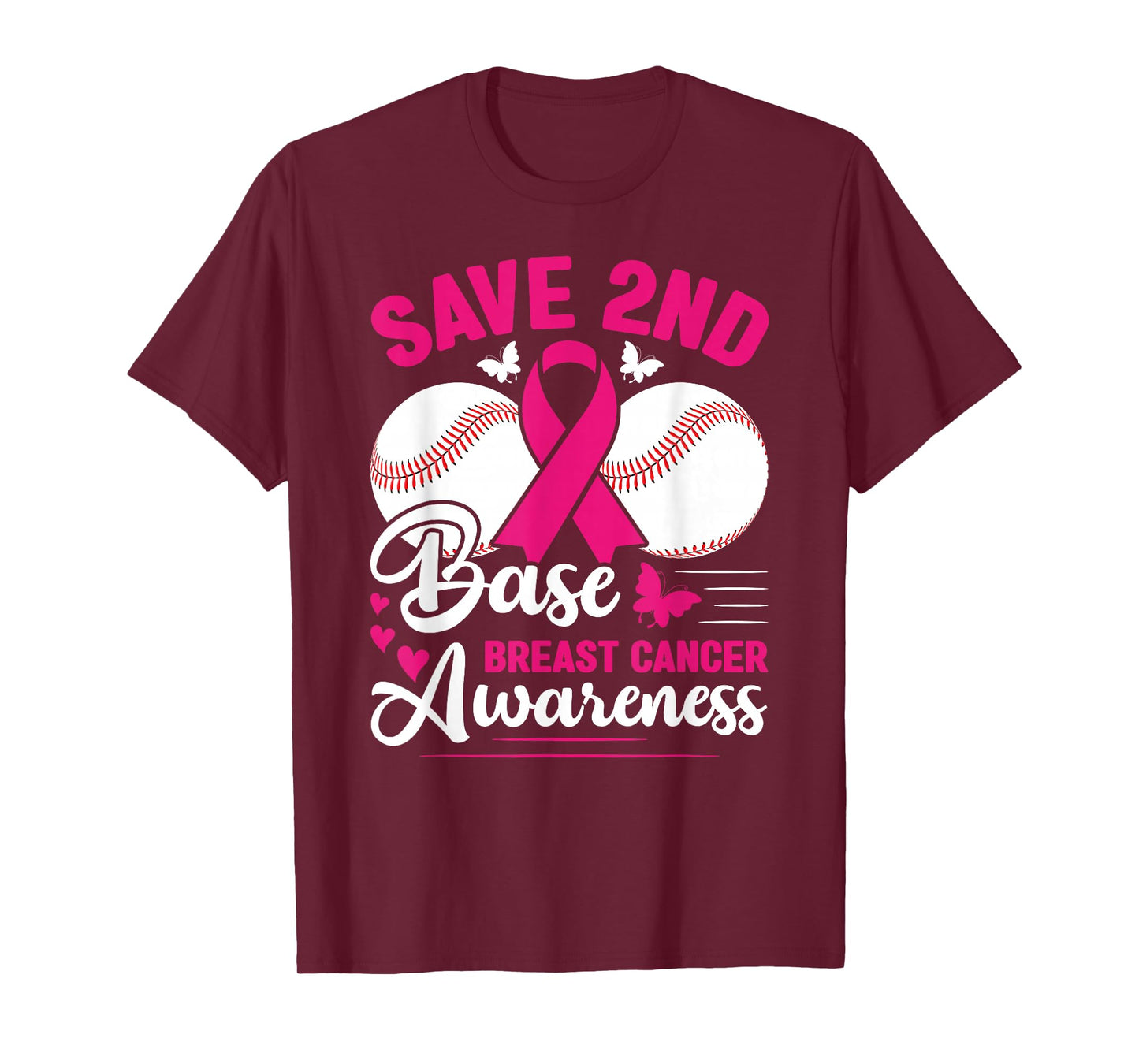 Save 2nd Base - Pink Ribbon Warrior Breast Cancer Awareness T-Shirt