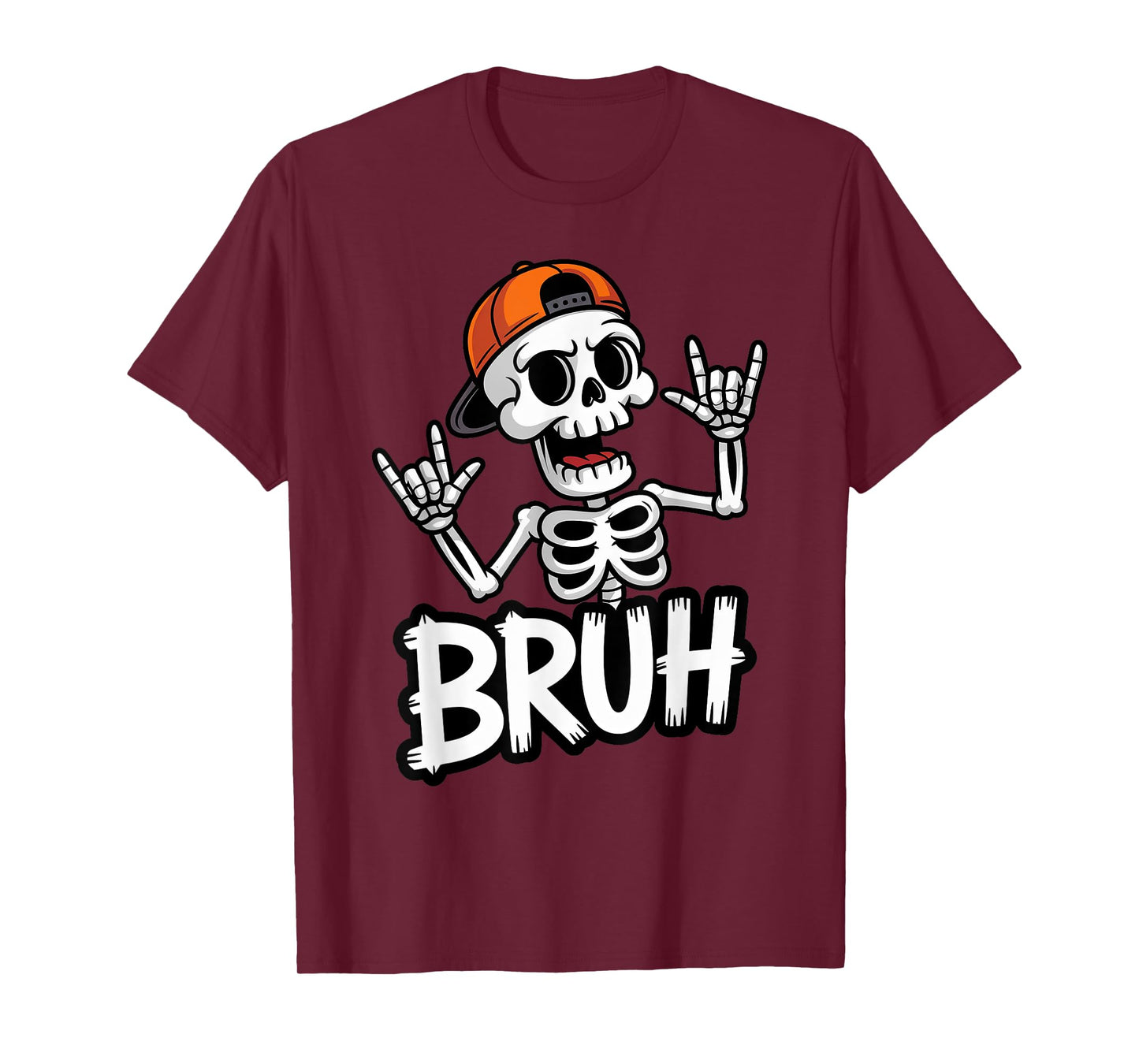 Skeleton Bruh Halloween Punk Rock Boys Kids Trick or Treat T-Shirt