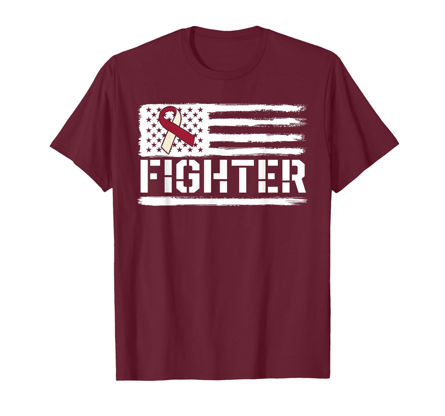 Oral Cancer Awareness Throat Head Neck Fighter American Flag T-Shirt