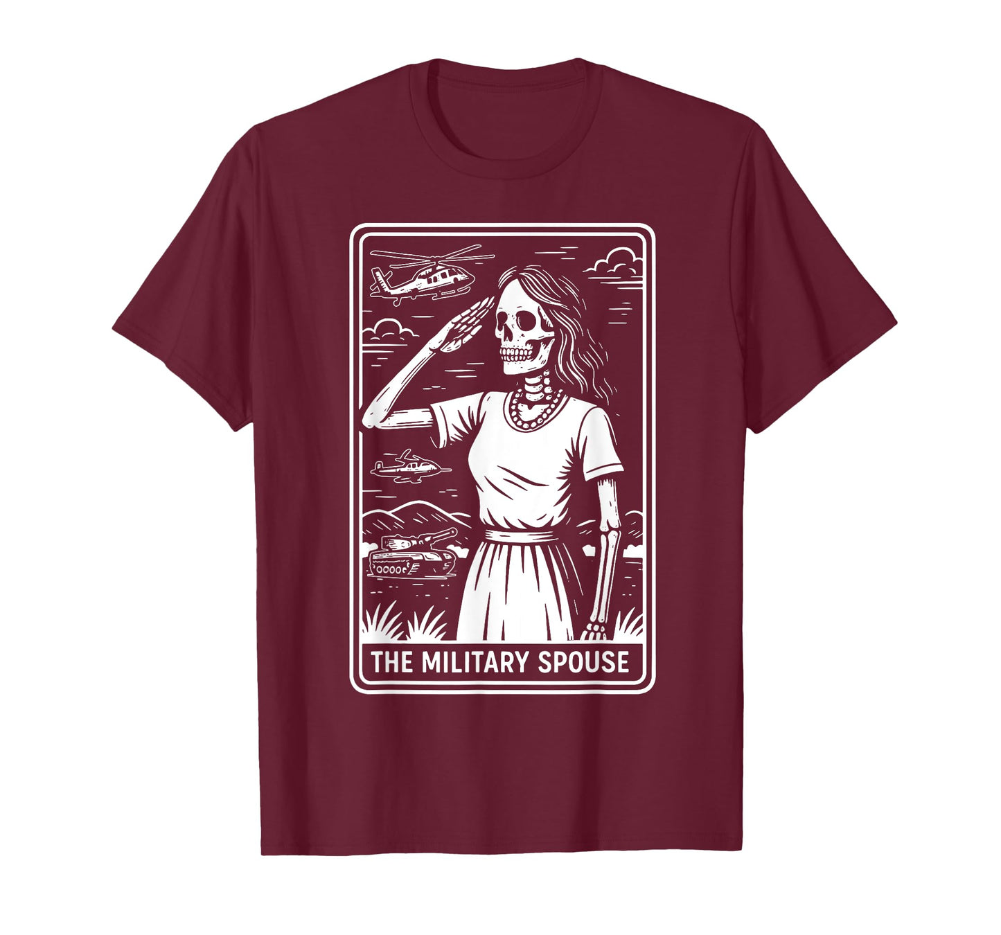 Halloween Tarot Card Military Spouse Skeleton Military Wife T-Shirt