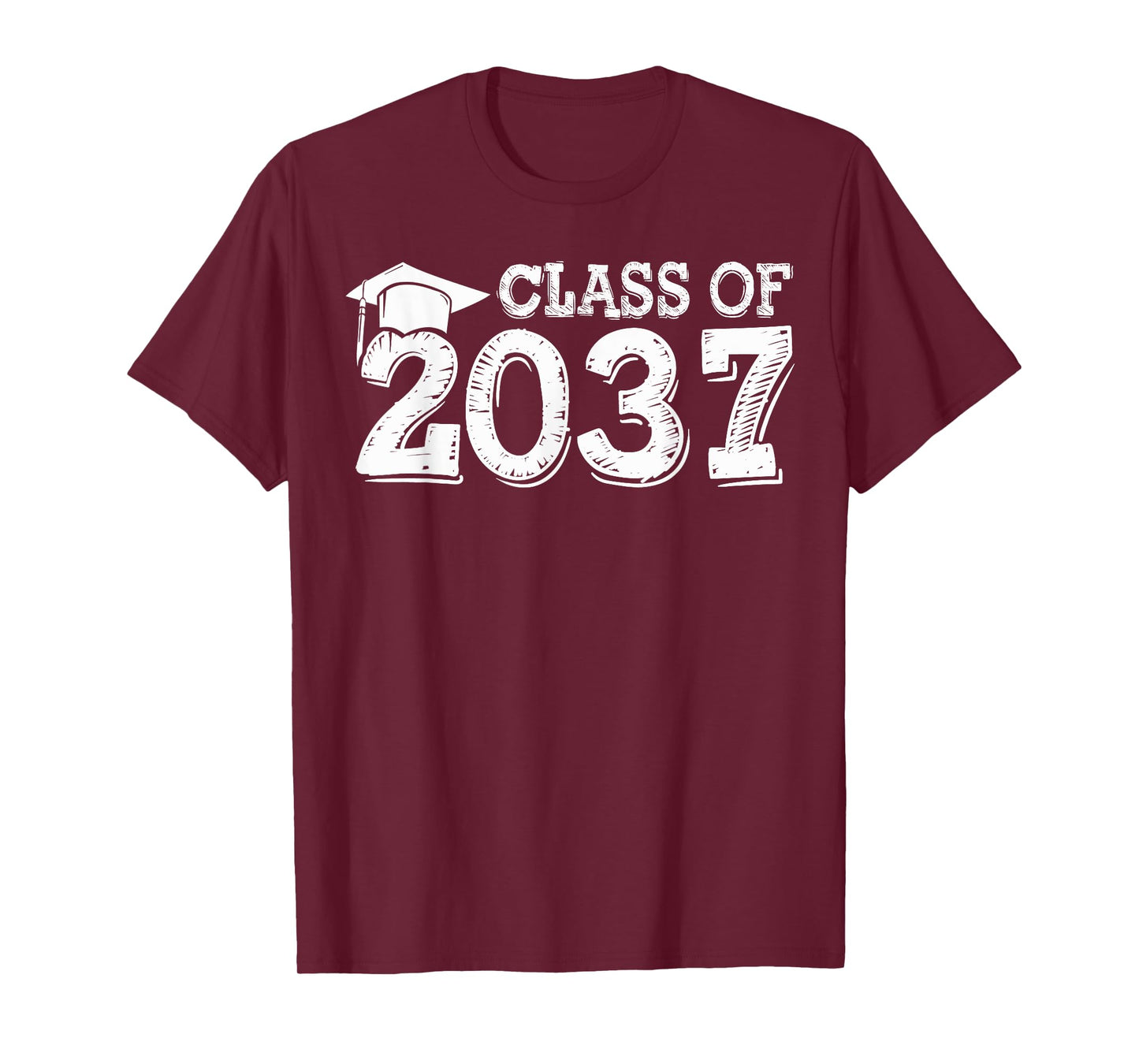 Class Of 2037 Grow With Me Handprints Space On Back T-Shirt