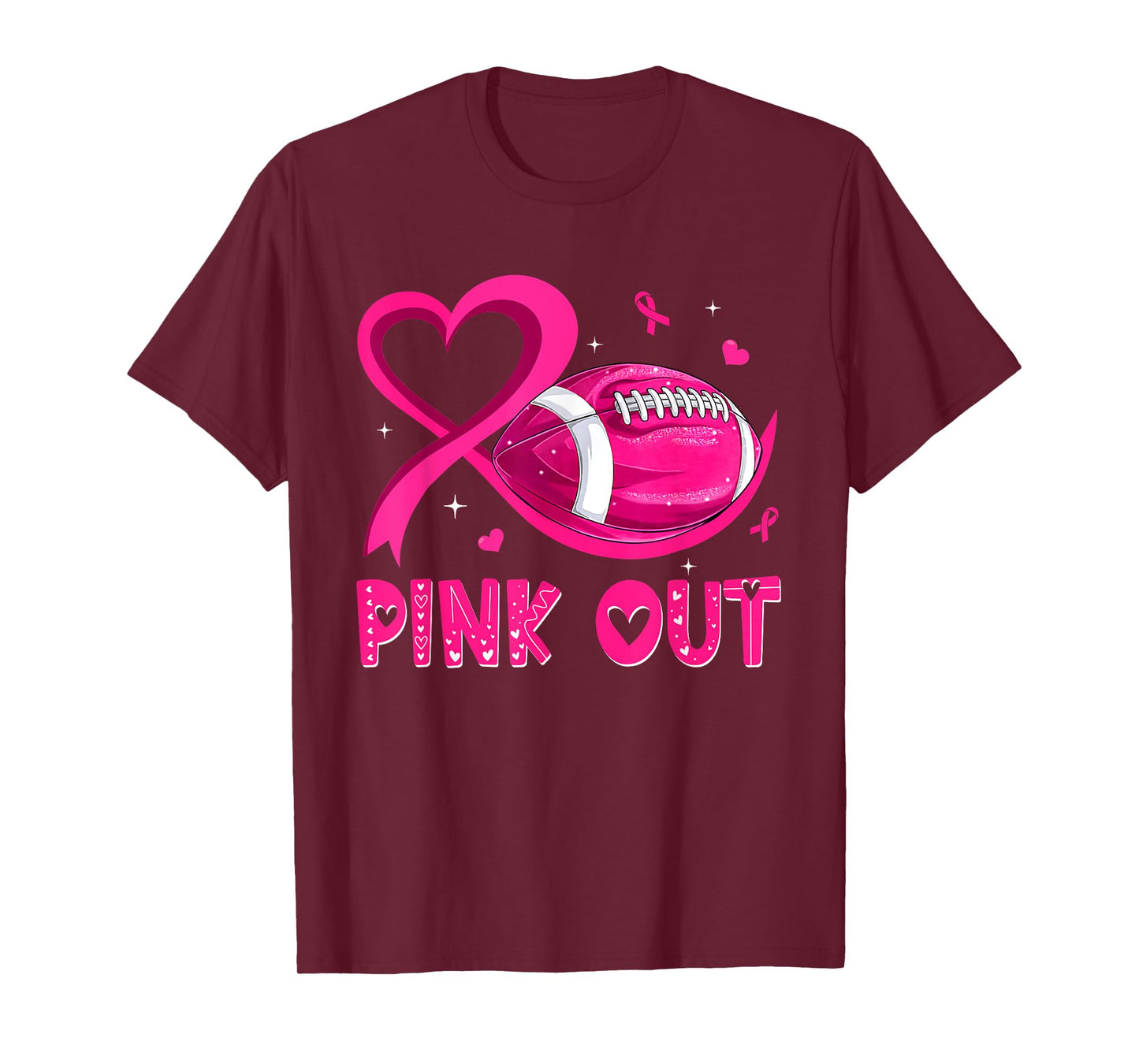 Pink Out Breast Cancer Awareness Football Pink Ribbon Women T-Shirt
