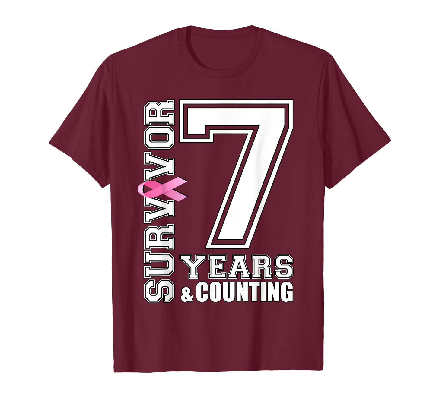 7 Years Breast Cancer Survivor Pink Ribbon Gifts For Women T-Shirt