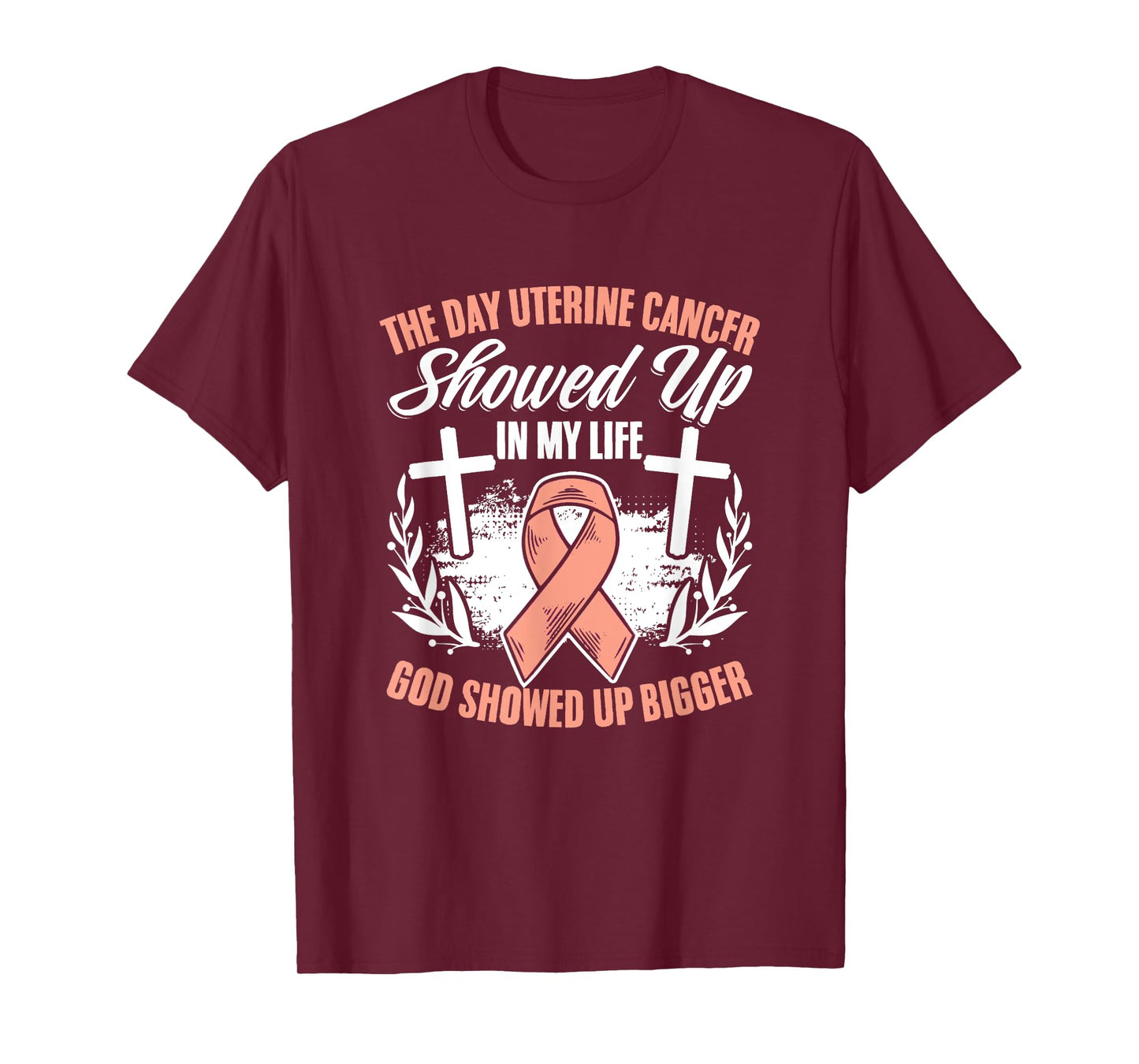 Showed Up Endometrial Cancer Uterine Cancer Awareness T-Shirt