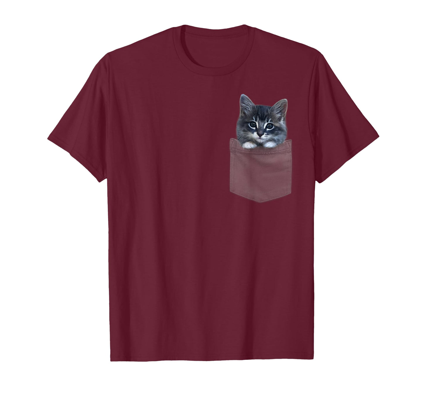 Funny Realistic Cute Kitten Cat Sitting in Pocket Pet Animal T-Shirt