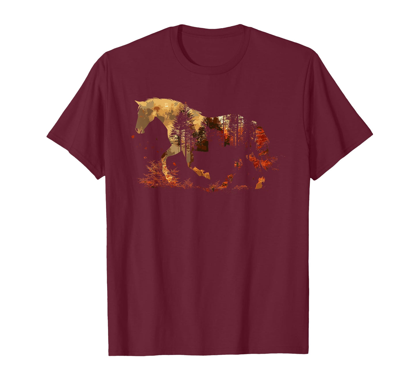 Cute Horse Lover Autumn Leaves Pony Animal Wildlife T-Shirt