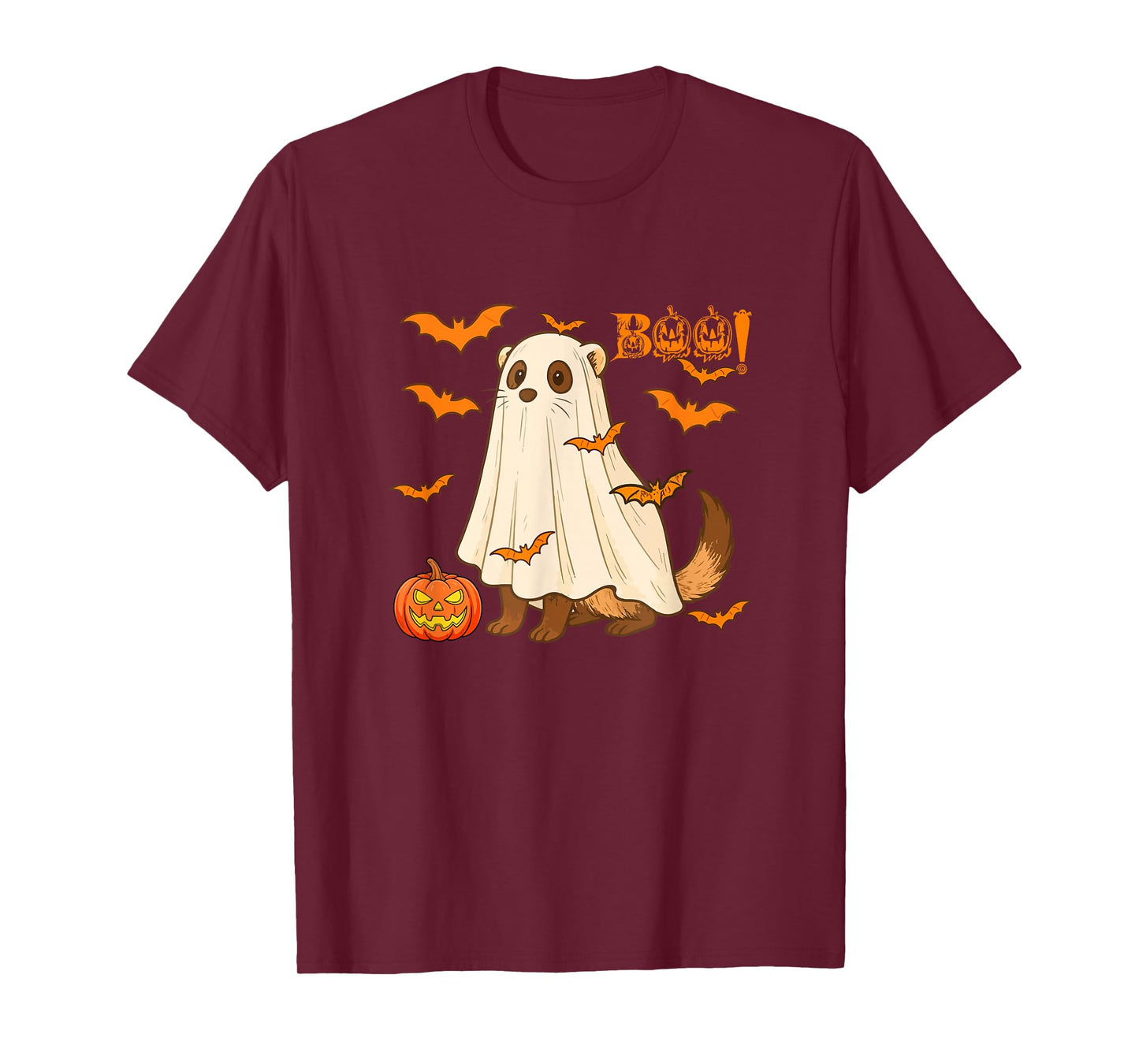 Boo Halloween Ferret Cosplay Ghost Costume Animal Lover T-Shirt