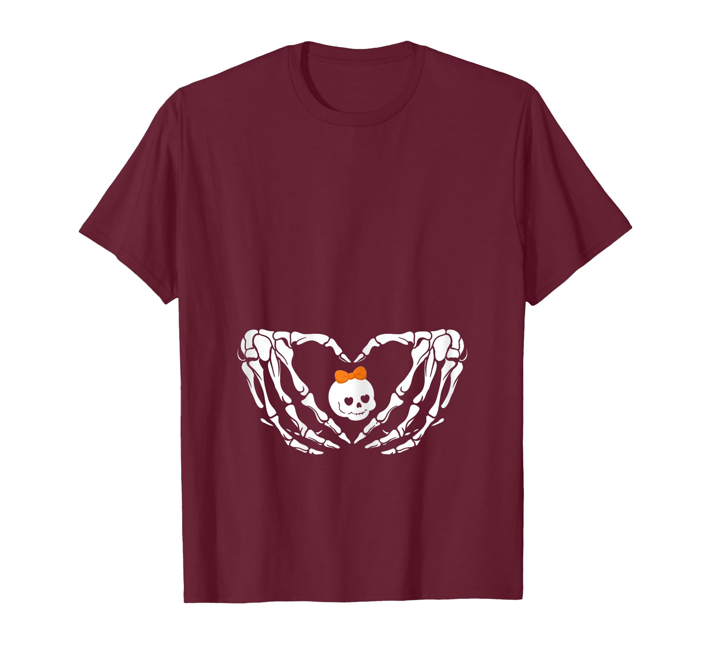 Halloween Pregnant Mom Cute Pink Baby Girl Skeleton New Mom T-Shirt