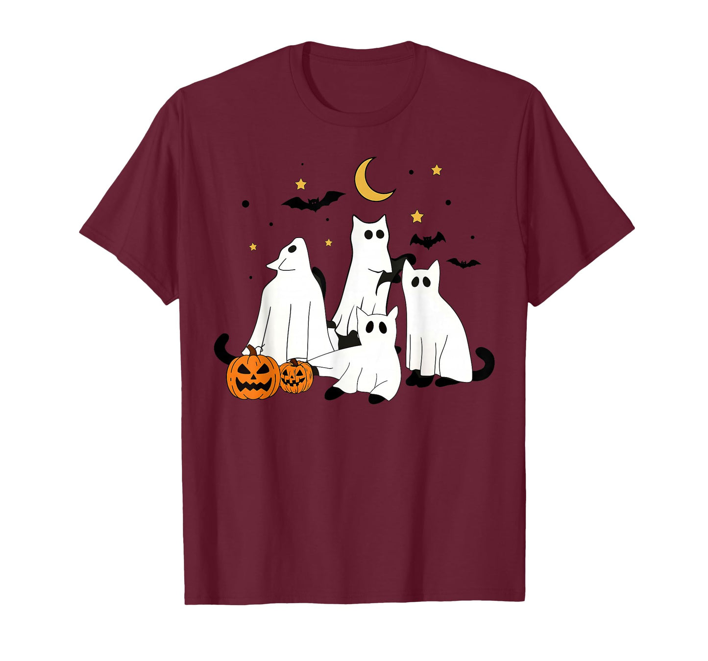 Vintage Spooky Cat Ghosts Cat Lover Halloween Women Girls T-Shirt