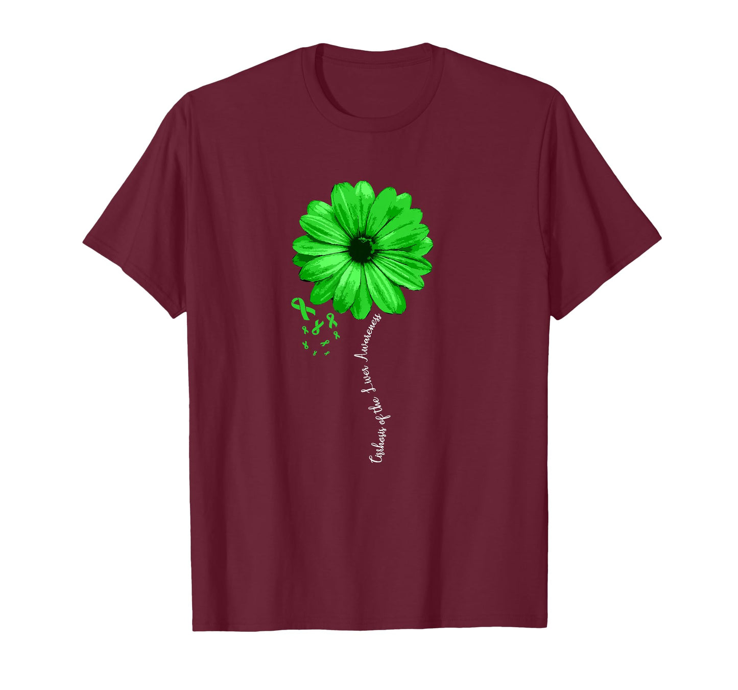 Cirrhosis of the Liver Awareness Products Unisex-Adults Black Floral T-Shirt
