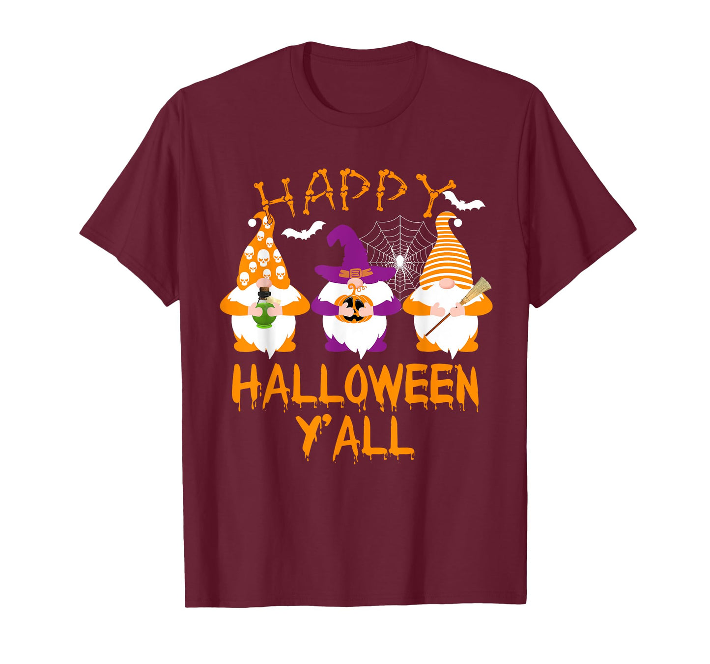 Happy Halloween Y'all Gnome Pumpkin Gnomes Men Women Kids T-Shirt