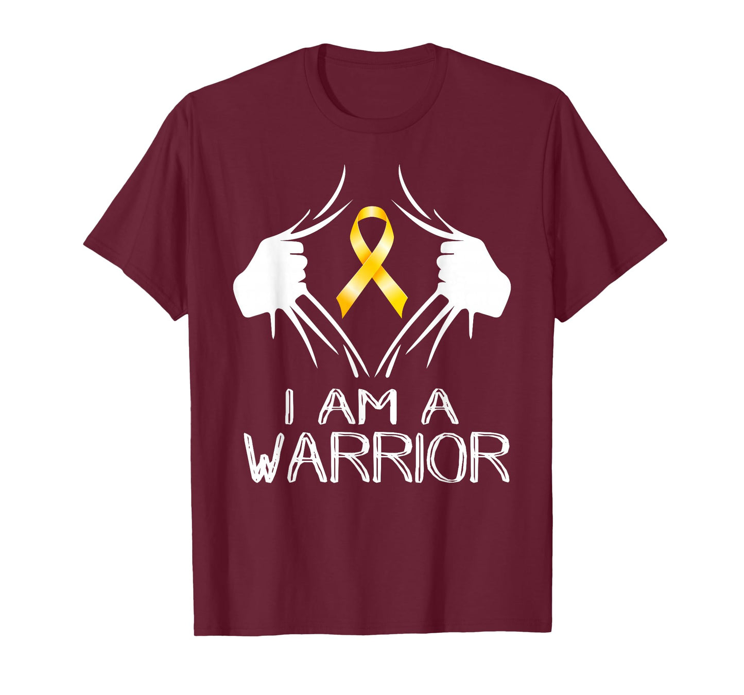 I Am A Warrior Childhood Cancer Awareness Gold Ribbon Gifts T-Shirt