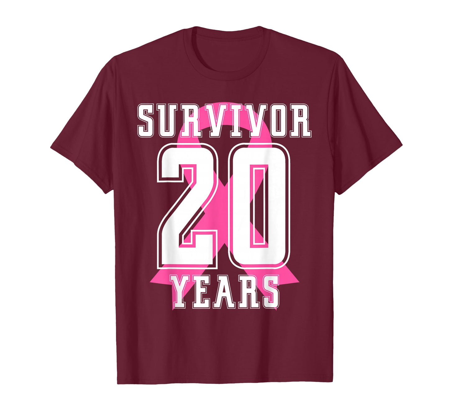 20 Years Free Survivor Breast Cancer Awareness Pink Ribbon T-Shirt