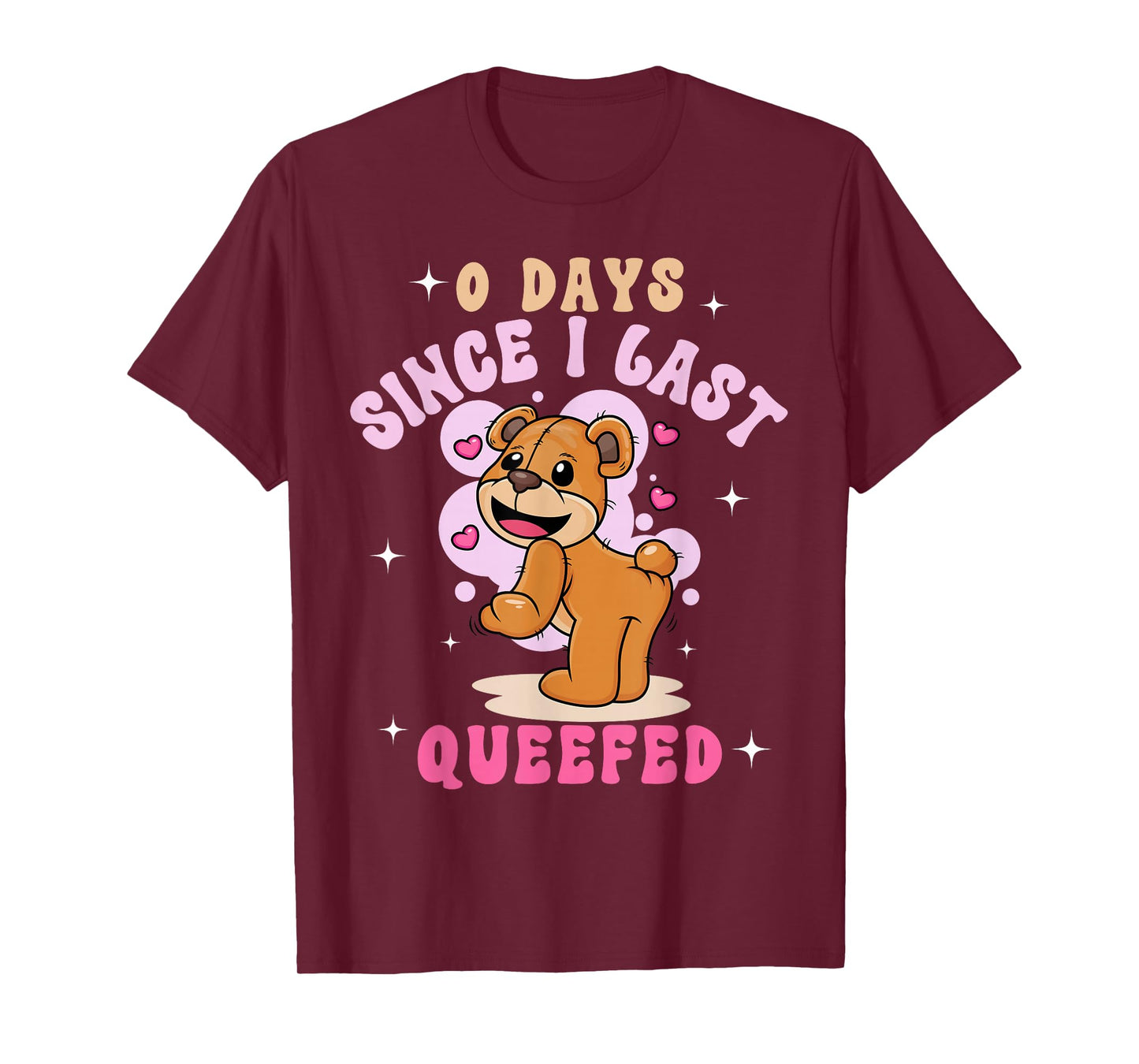 0 Days Since I Last Queefed Retro Groovy Trendy Unisex-Adults T-Shirt - Queef Embarrassing Meme Funny Adult Humor - Black - Small