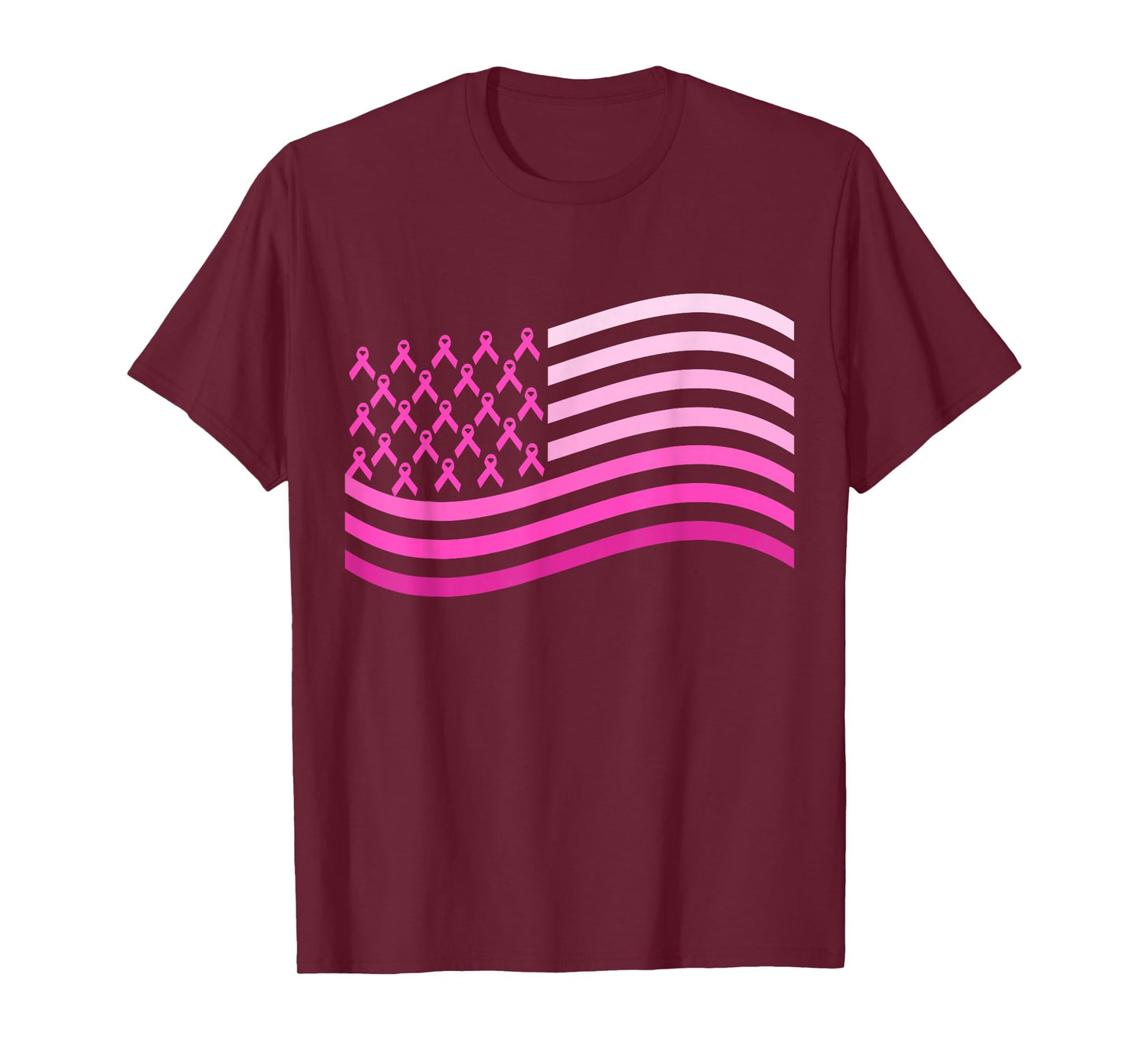 Pink Ribbon USA America Flag | Breast Cancer T-Shirt
