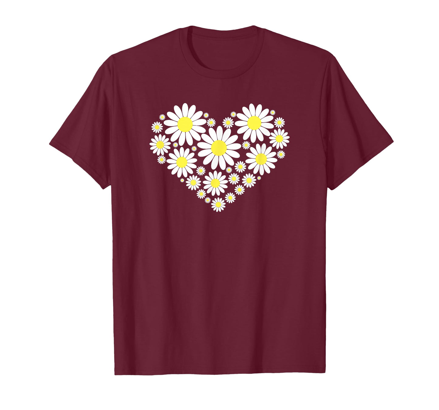 Threadrock Heart of Daisy Flowers Unisex-Adults, Girls Black Floral T-Shirt