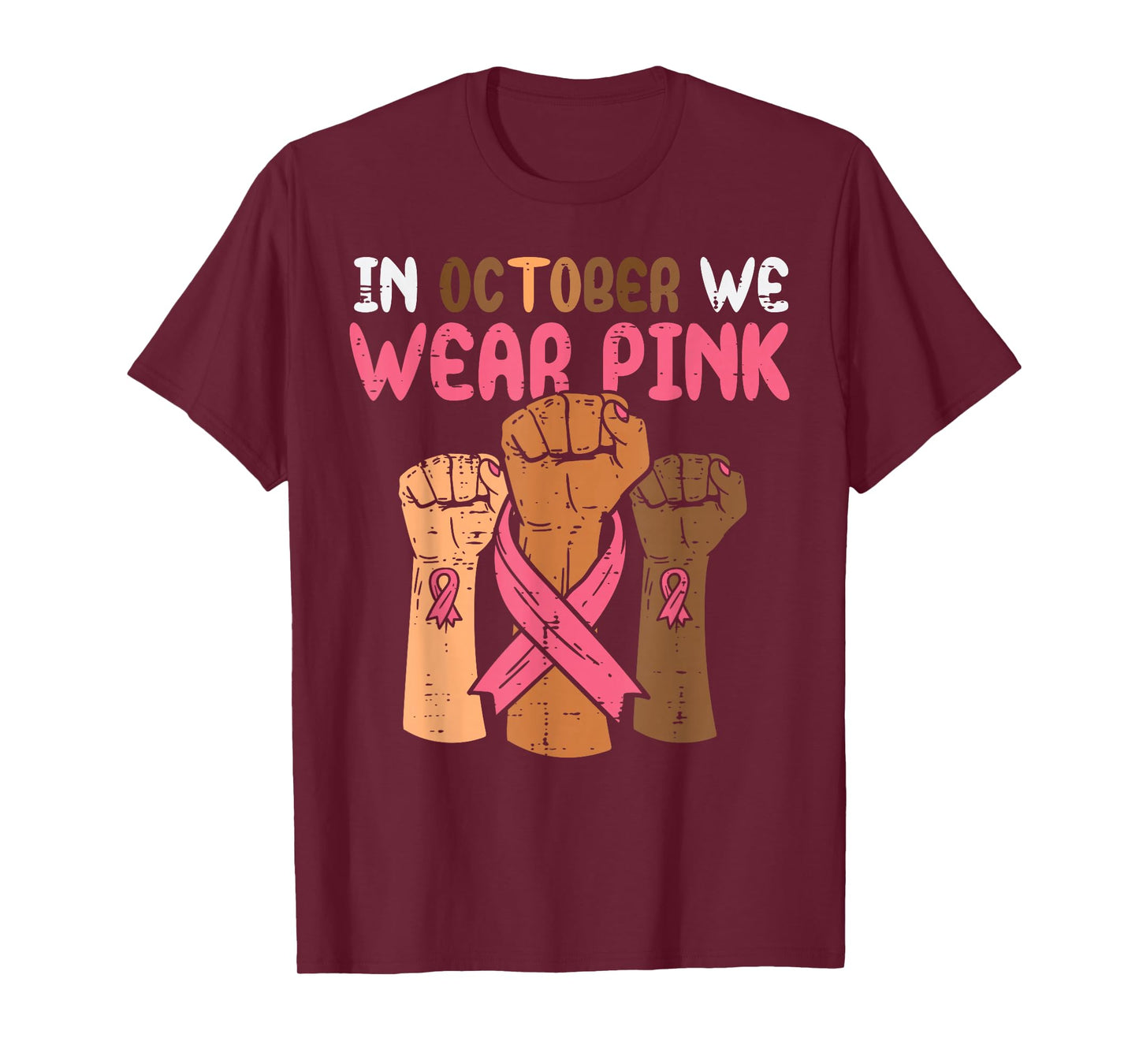 In October We Wear Pink Melanin Black Breast Cancer African T-Shirt
