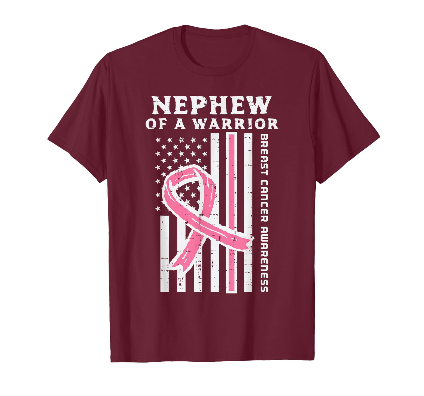 Nephew Of A Warrior American Flag Breast Cancer Awareness T-Shirt