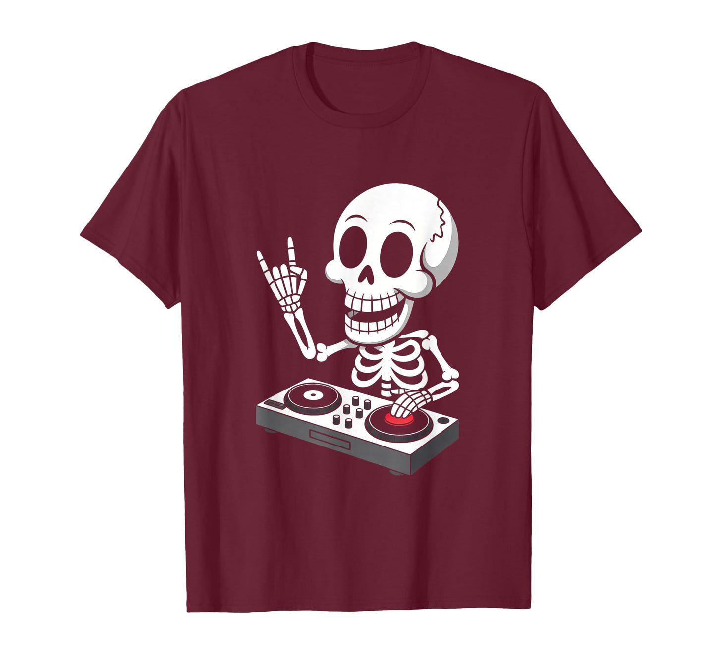 Skeleton DJ on Turntables EDM Synthesizer Rave Music Ghost T-Shirt