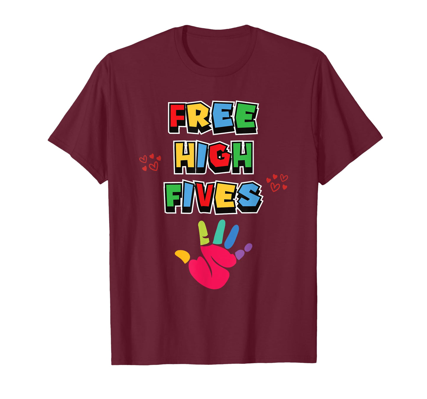 Free High Fives Funny Colorful Hand Signs Kids Boys Girls T-Shirt